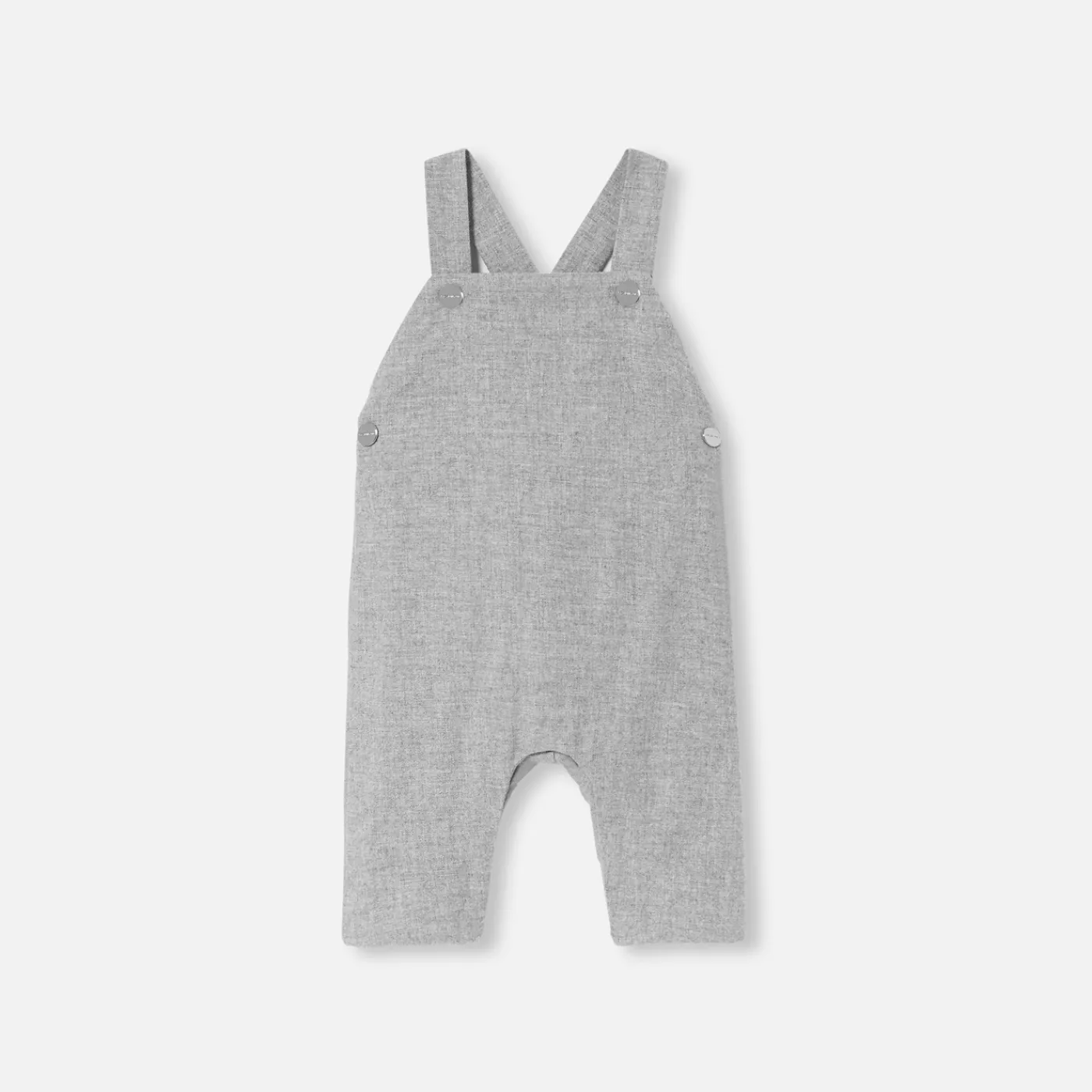 Bloomers, Overalls And Sets-Jacadi Baby boy flannel overalls Jacadi light Heather Grey