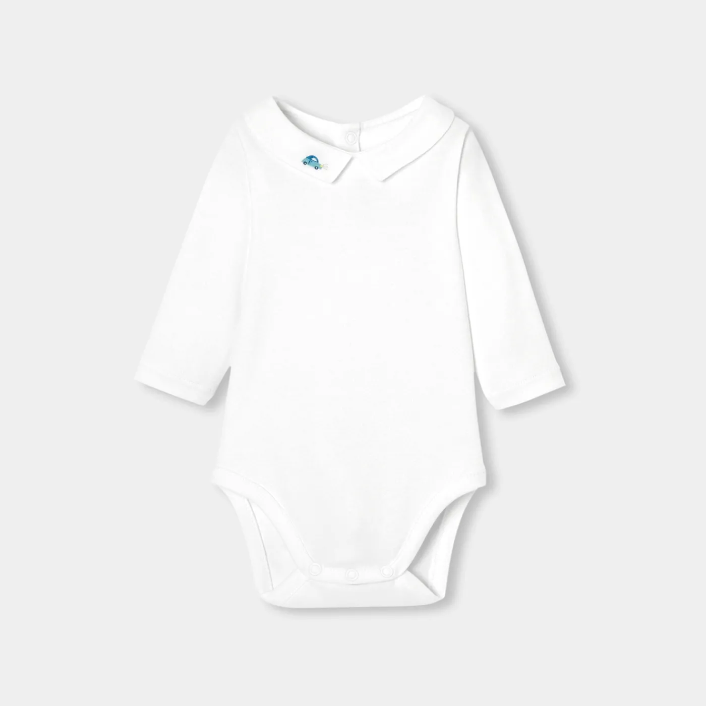 Bodysuits-Jacadi Baby boy bodysuit with collar Jacadi White