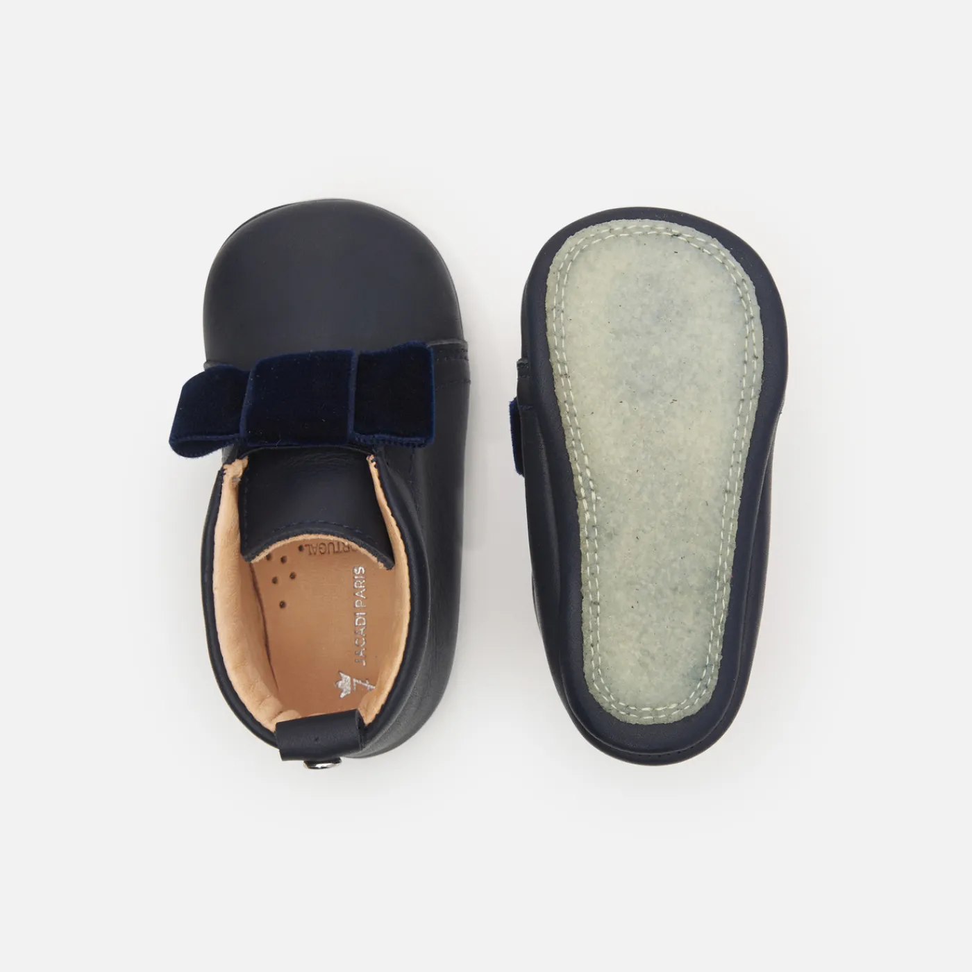 Slippers|Soft Leather Slippers-Jacadi Baby girl leather slippers Jacadi Navy