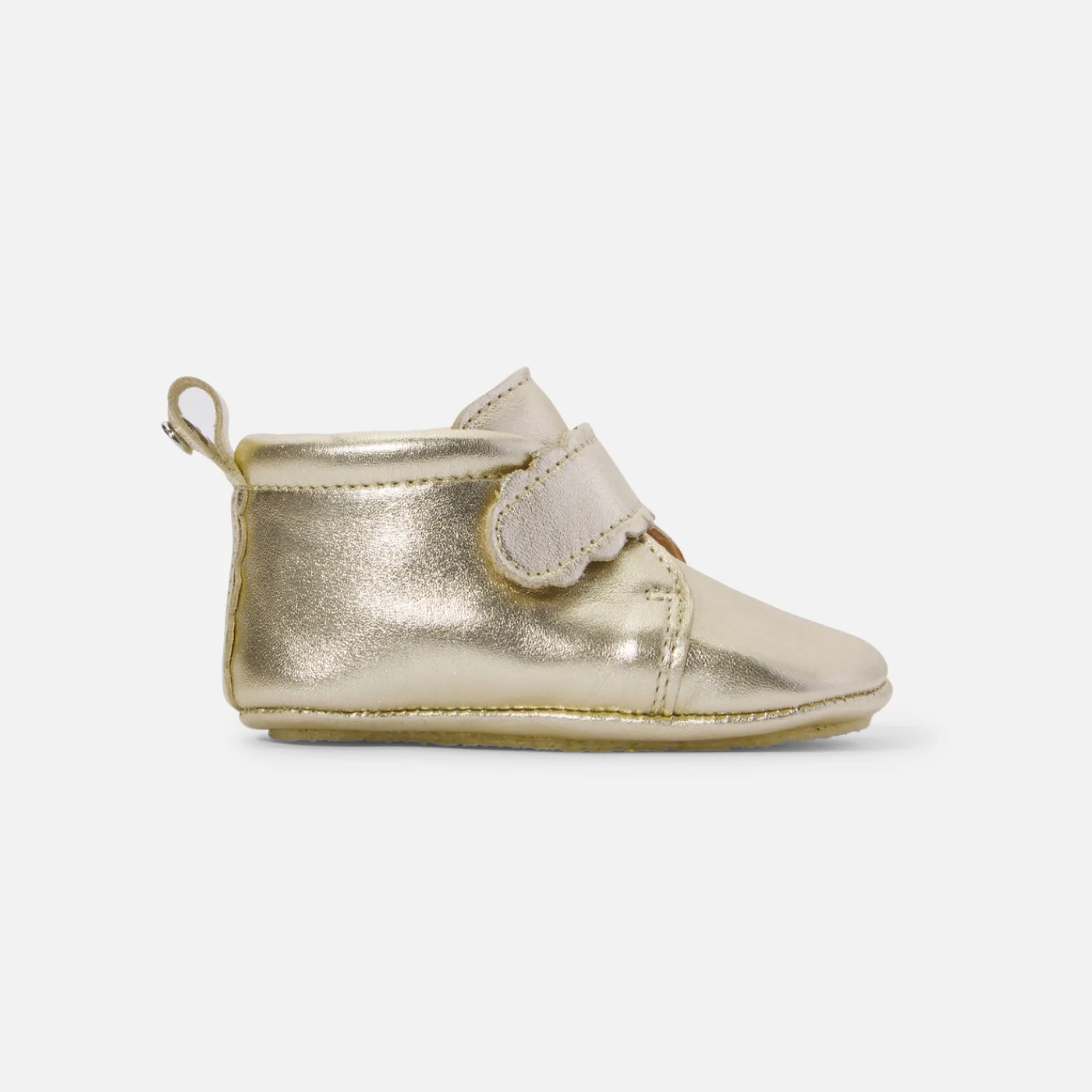 Slippers|Soft Leather Slippers-Jacadi Baby girl iridescent leather slippers Gold