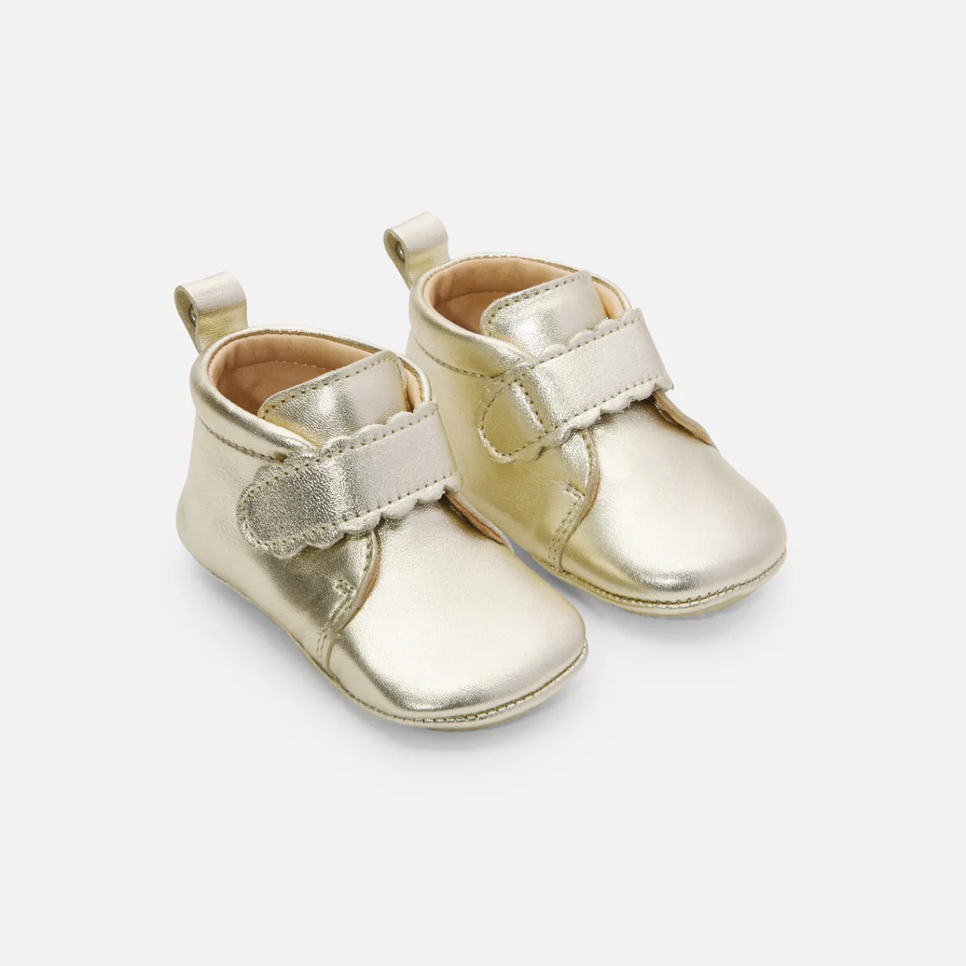 Slippers|Soft Leather Slippers-Jacadi Baby girl iridescent leather slippers Gold