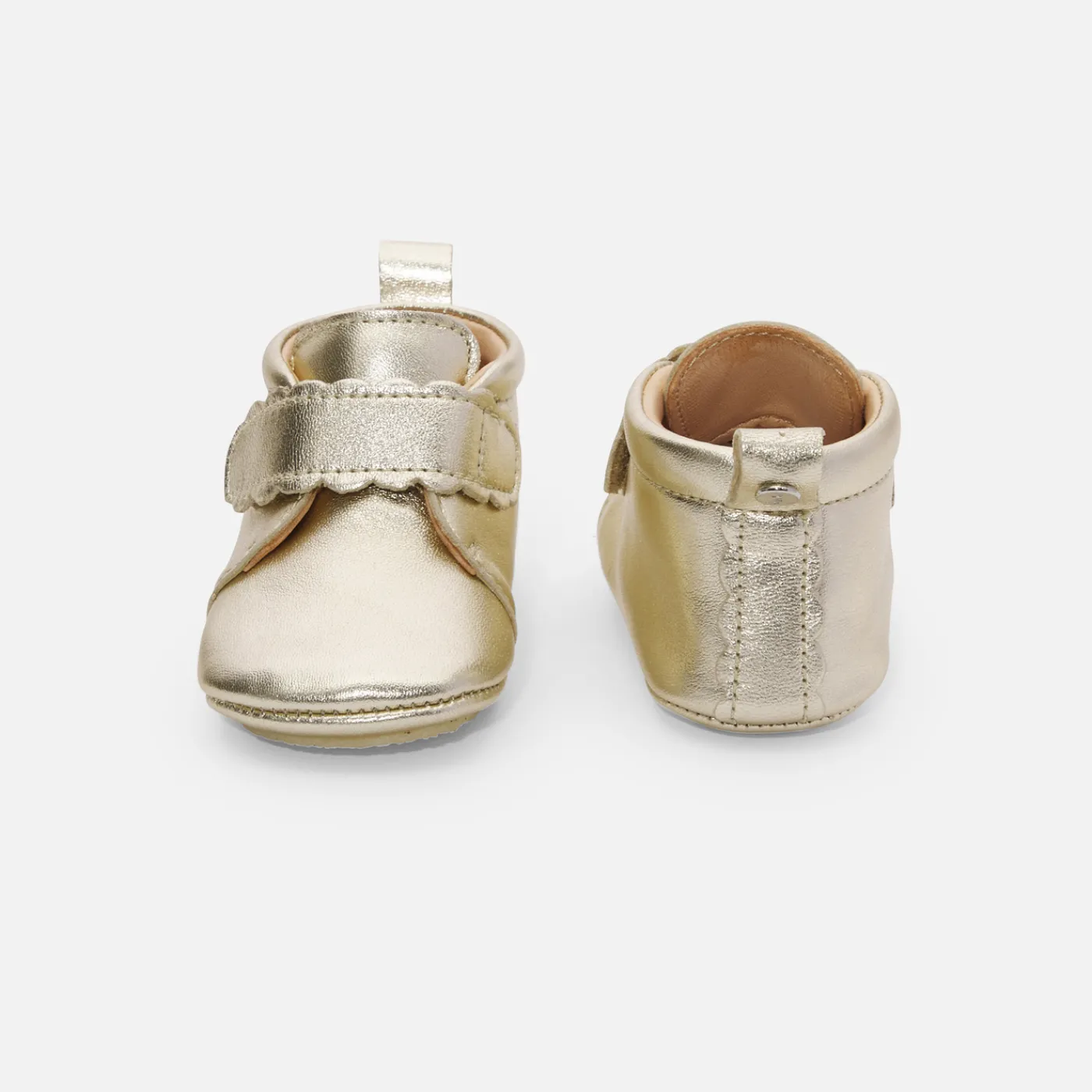 Slippers|Soft Leather Slippers-Jacadi Baby girl iridescent leather slippers Gold
