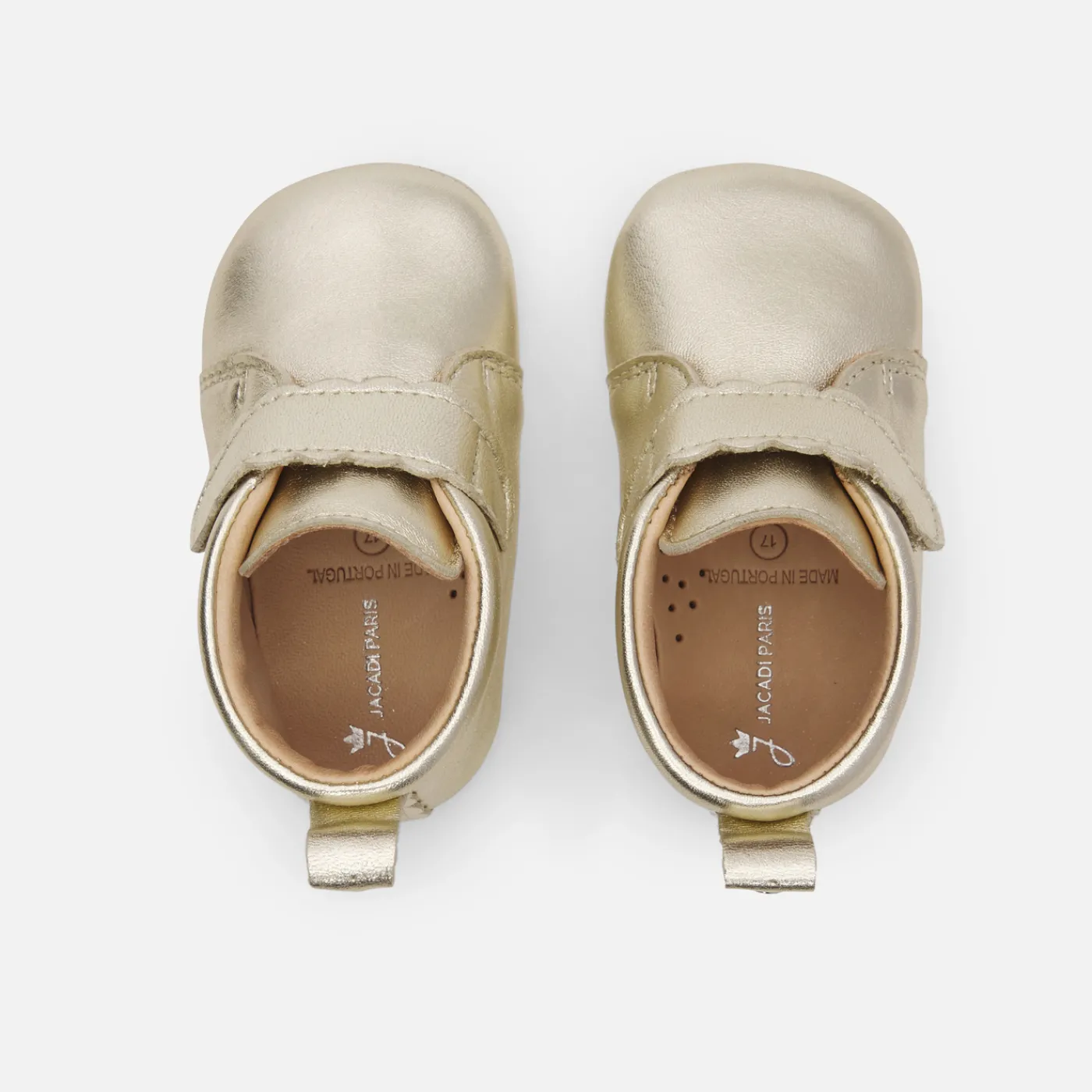 Slippers|Soft Leather Slippers-Jacadi Baby girl iridescent leather slippers Gold