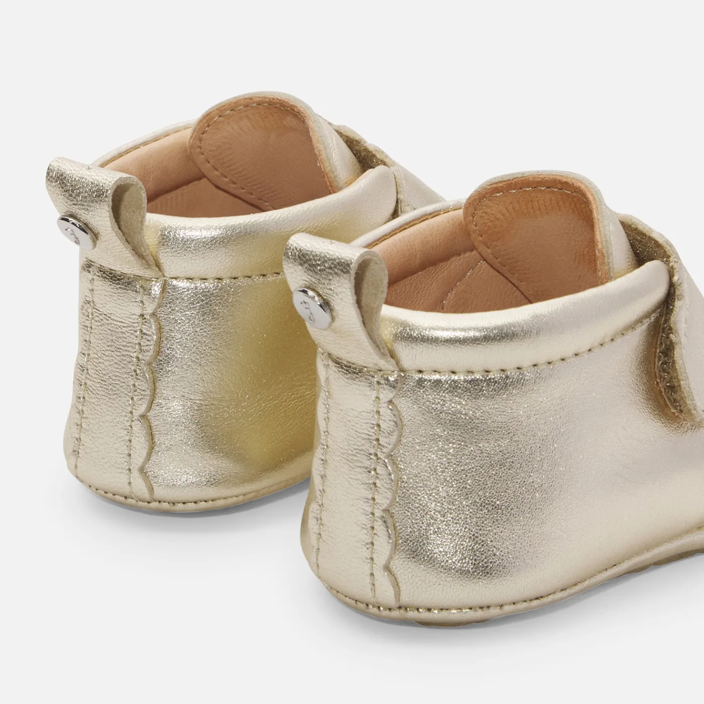 Slippers|Soft Leather Slippers-Jacadi Baby girl iridescent leather slippers Gold