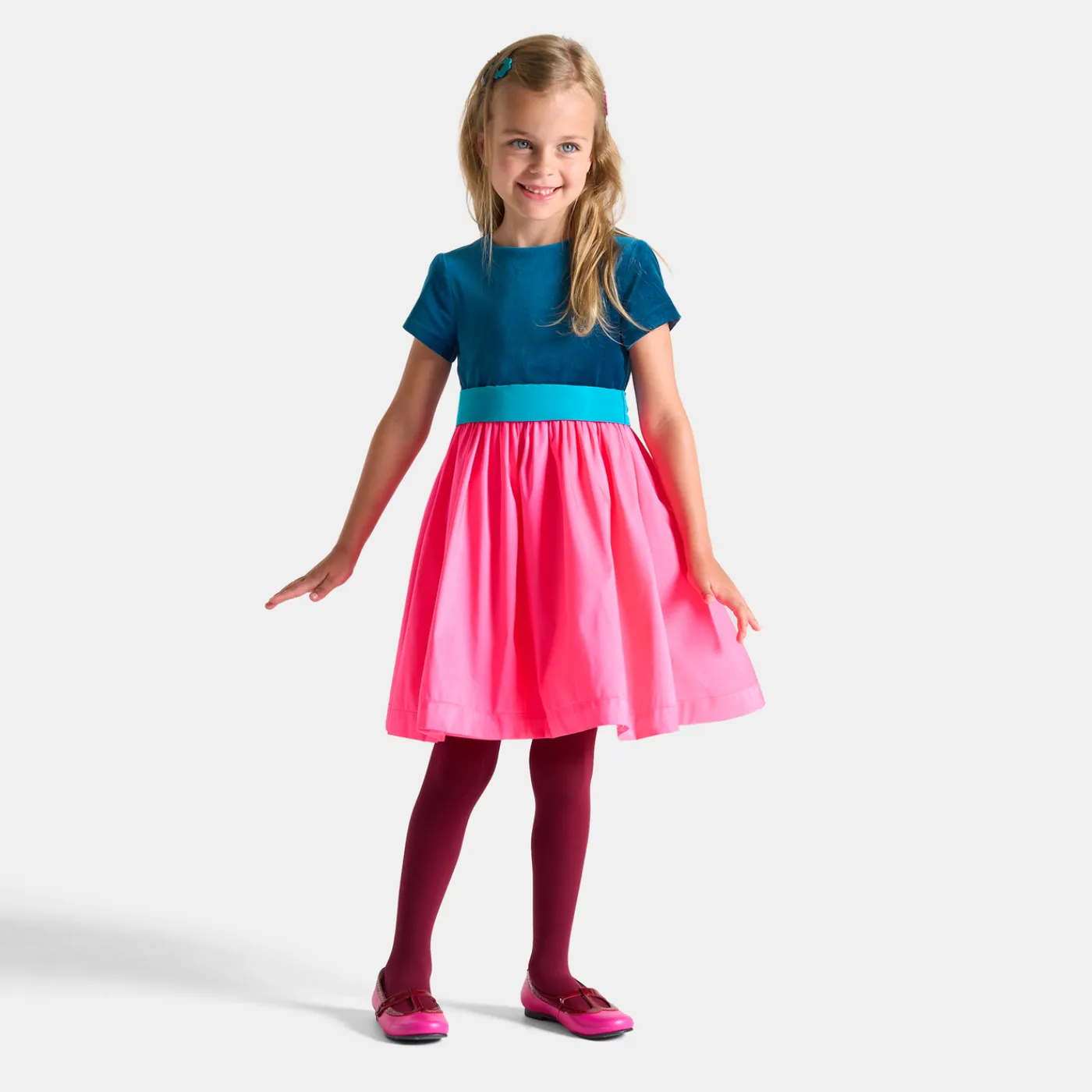 Dresses And Skirts-Jacadi Girl color block dress Pink/Blue