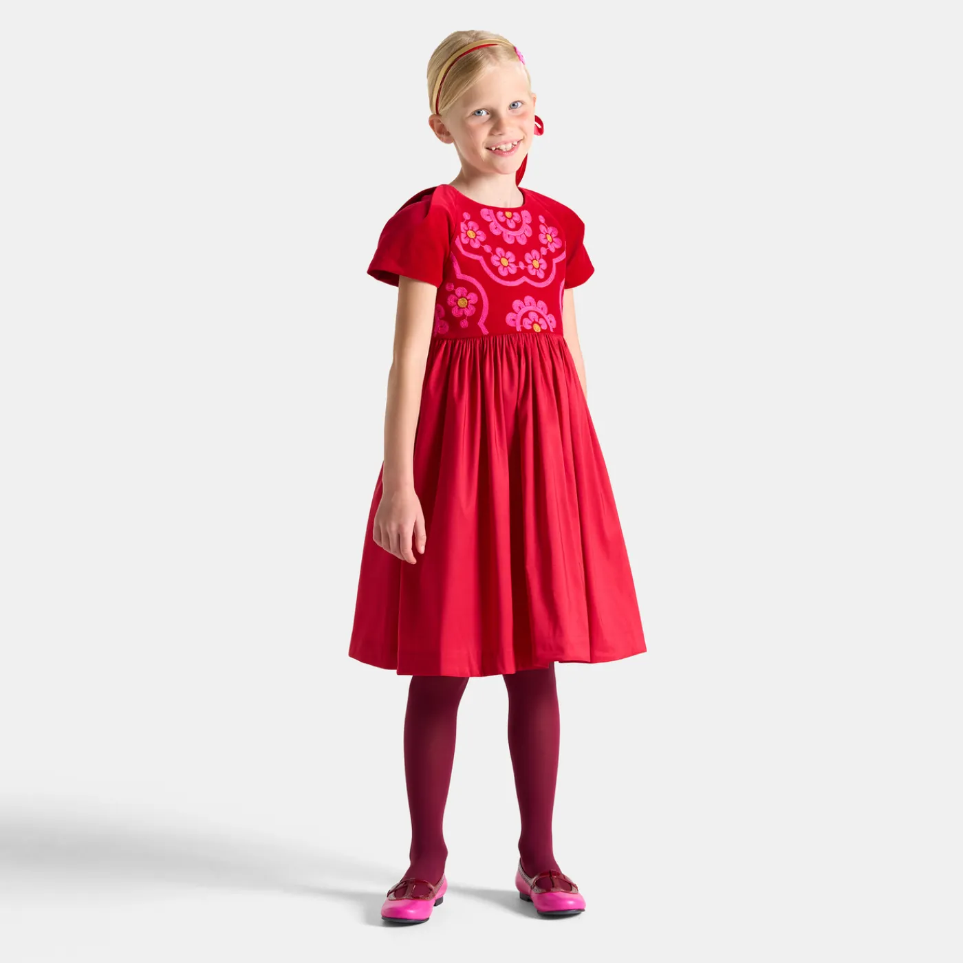 Dresses And Skirts-Jacadi Girl bi-material dress Jacadi Red