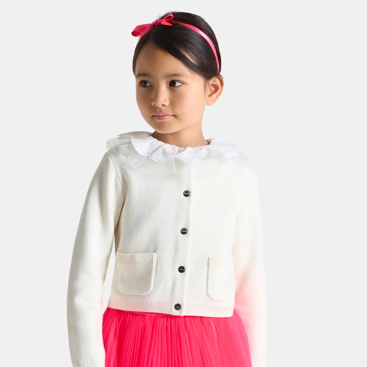 Cardigans, Sweaters And Sweatshirts-Jacadi Girl cardigan Jacadi soft white