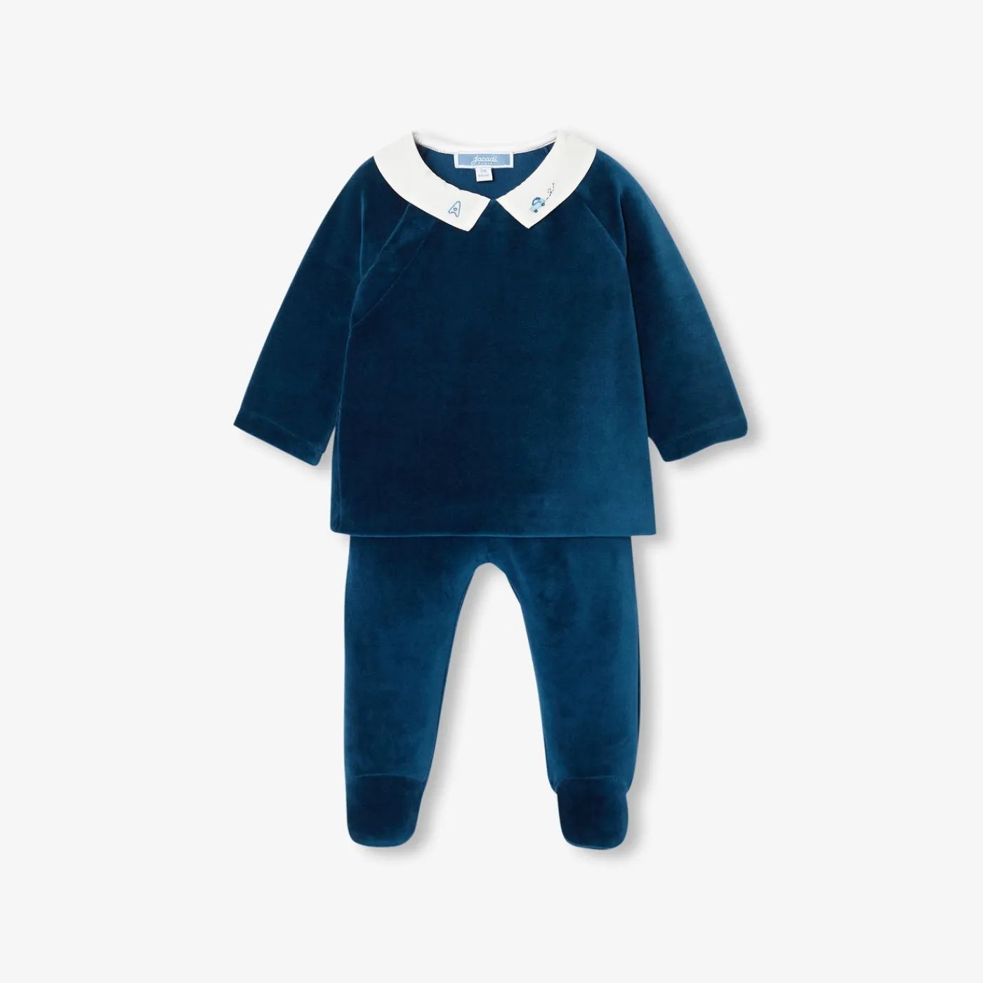 Bloomers, Overalls And Sets-Jacadi Baby boy comfort set in velvet Petrol blue