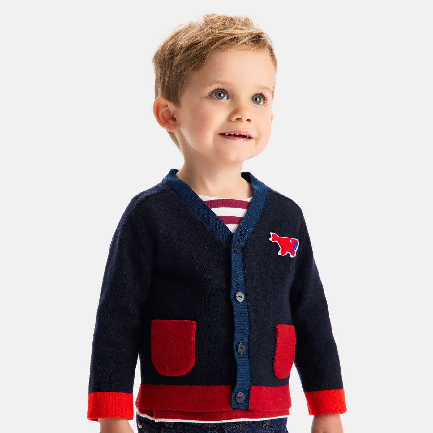 Sweaters, Sweatshirts And Cardigans-Jacadi Baby boy cardigan Navy/Red