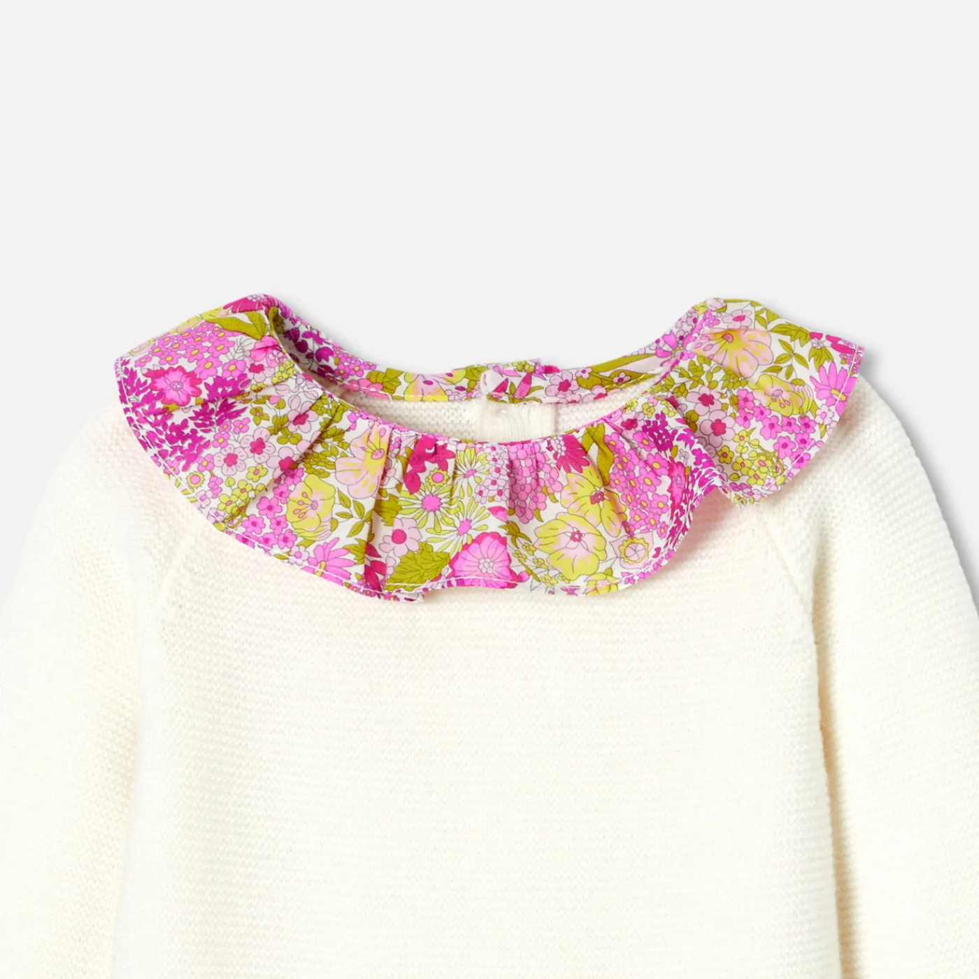 Bloomers, Overalls And Sets-Jacadi Baby girl jumpsuit in garter stitch. Jacadi soft white