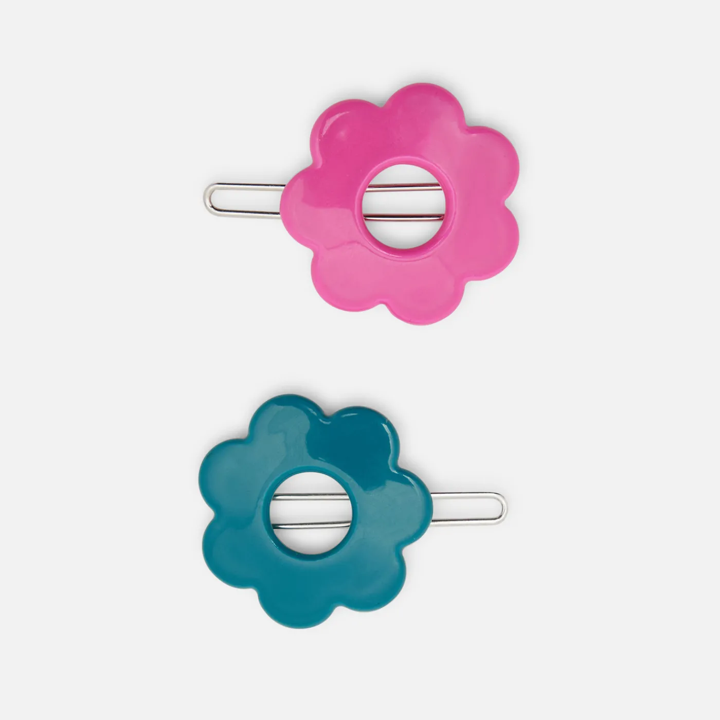 Hair Accessories|Accessories-Jacadi Girl pair of flower barrettes Pink/Blue
