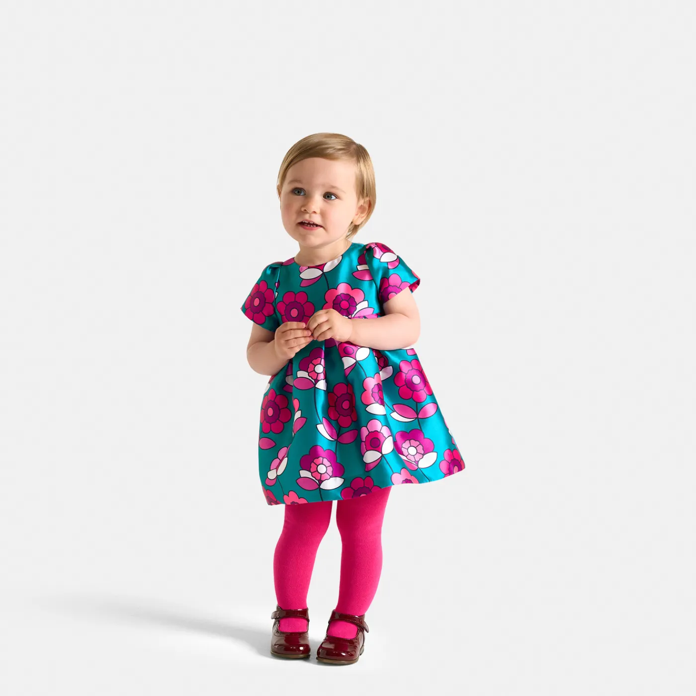 Dresses-Jacadi Baby girl satin dress Blue/Multicolour