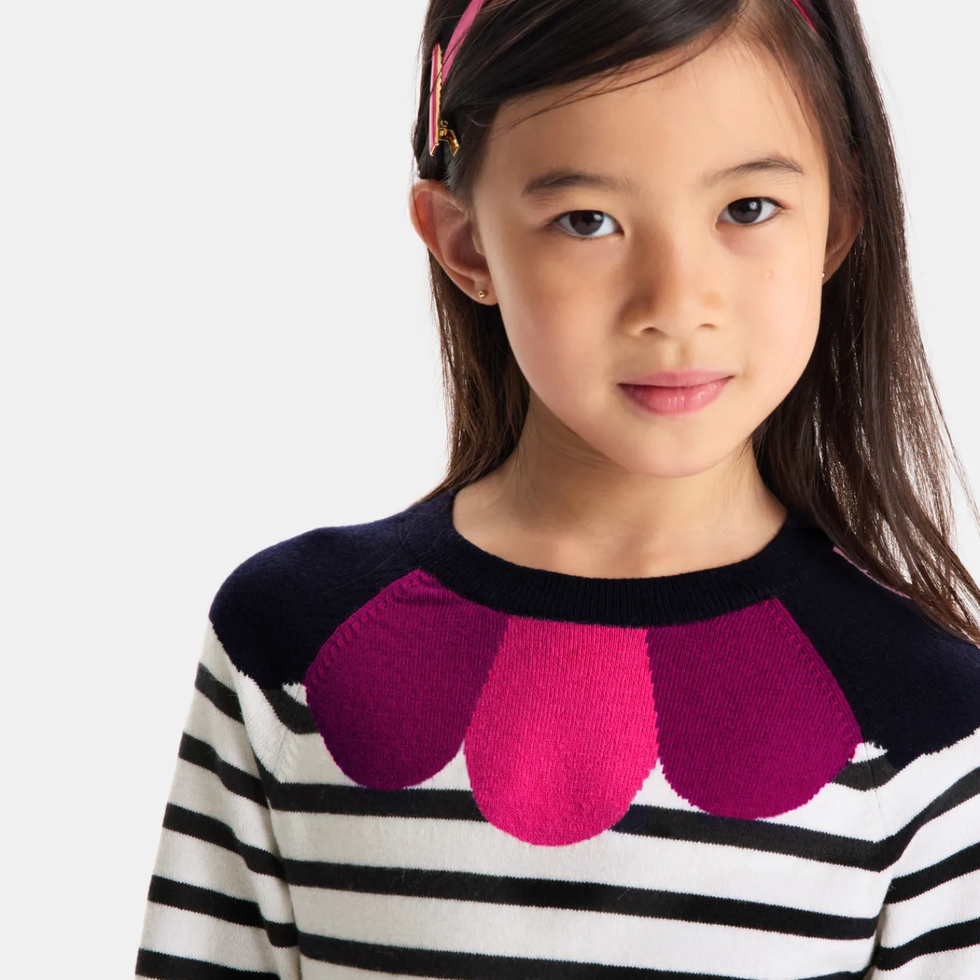 Dresses And Skirts-Jacadi Girl long-sleeved dress White/Navy