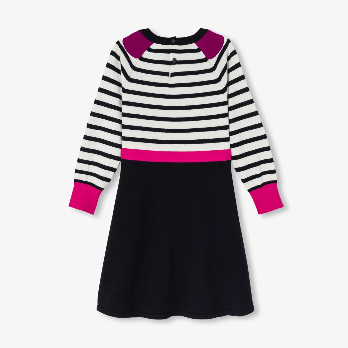 Dresses And Skirts-Jacadi Girl long-sleeved dress White/Navy