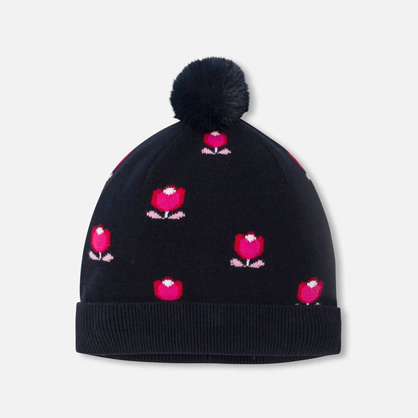 Accessories|Winter Accessories-Jacadi Girl beanie with microfleece lining Navy/Multicolour