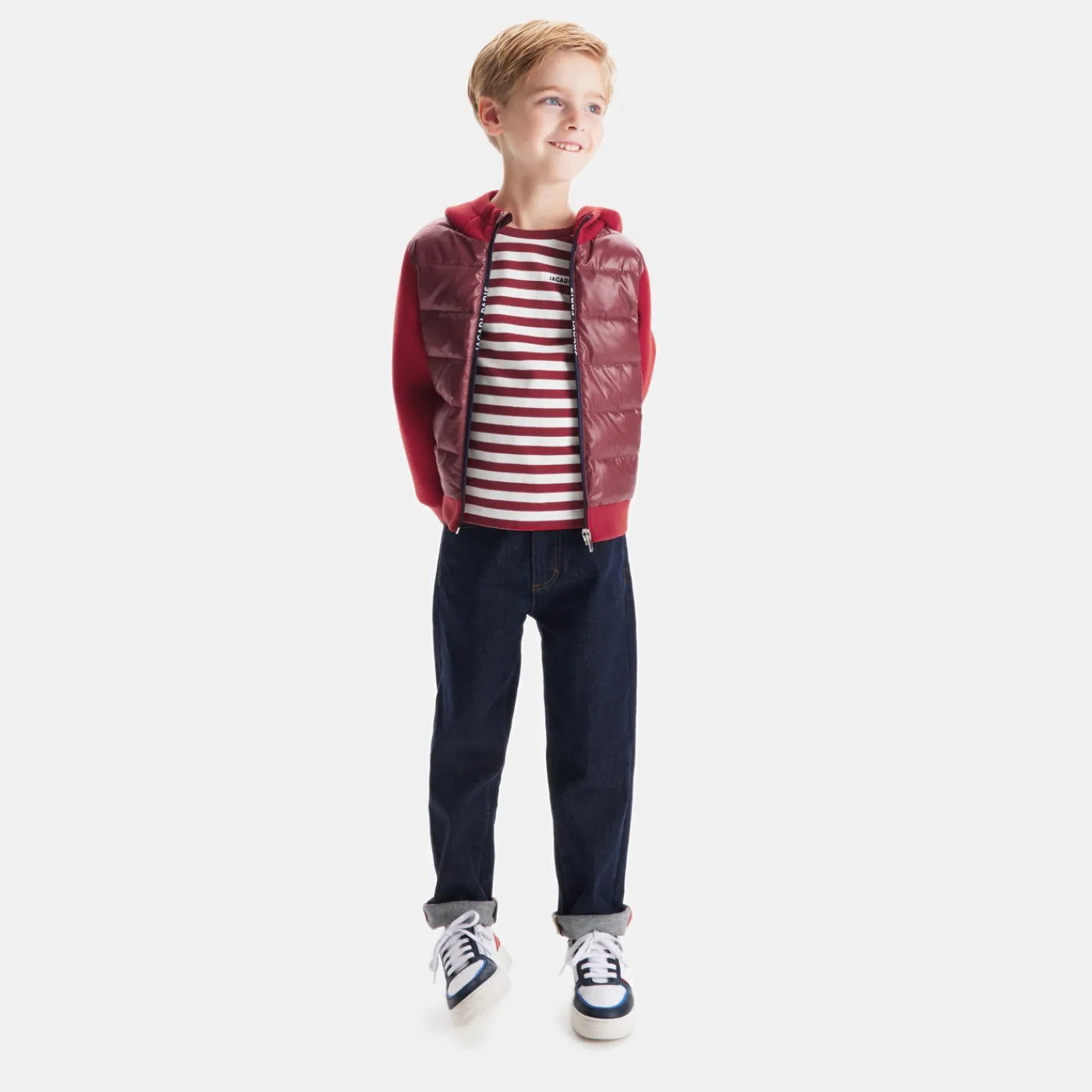T-Shirts And Polo Shirts-Jacadi Child Breton tee White/Red