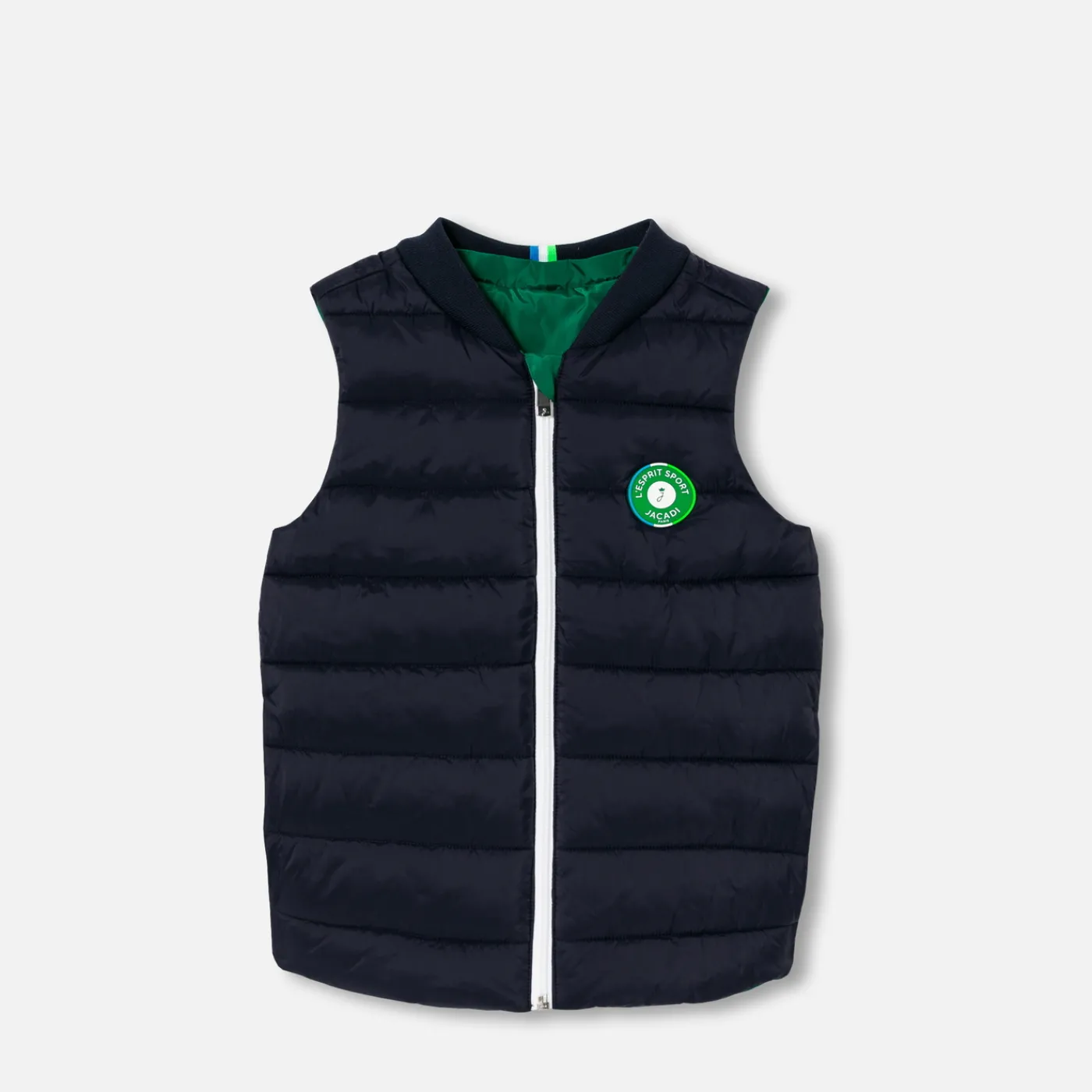 Coats And Outerwear|Boy Coats & Puffer Jackets-Jacadi Boy reversible sleeveless padded jacket Navy/Green