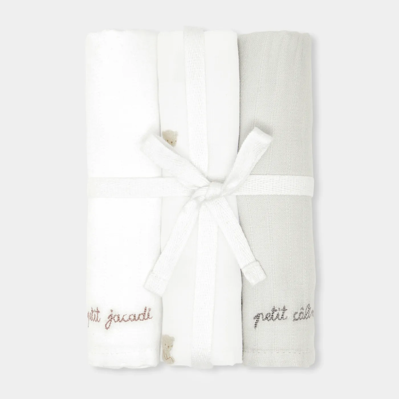 Bibs And Swaddling Cloths-Jacadi Set of 3 nappies Jacadi White