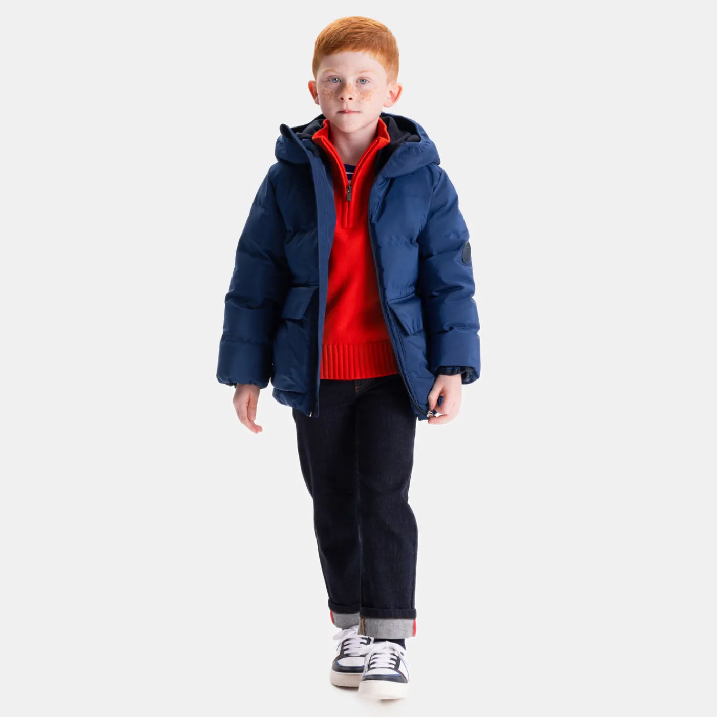 Coats And Outerwear|Boy Coats & Puffer Jackets-Jacadi Boy hooded jacket Navy blue