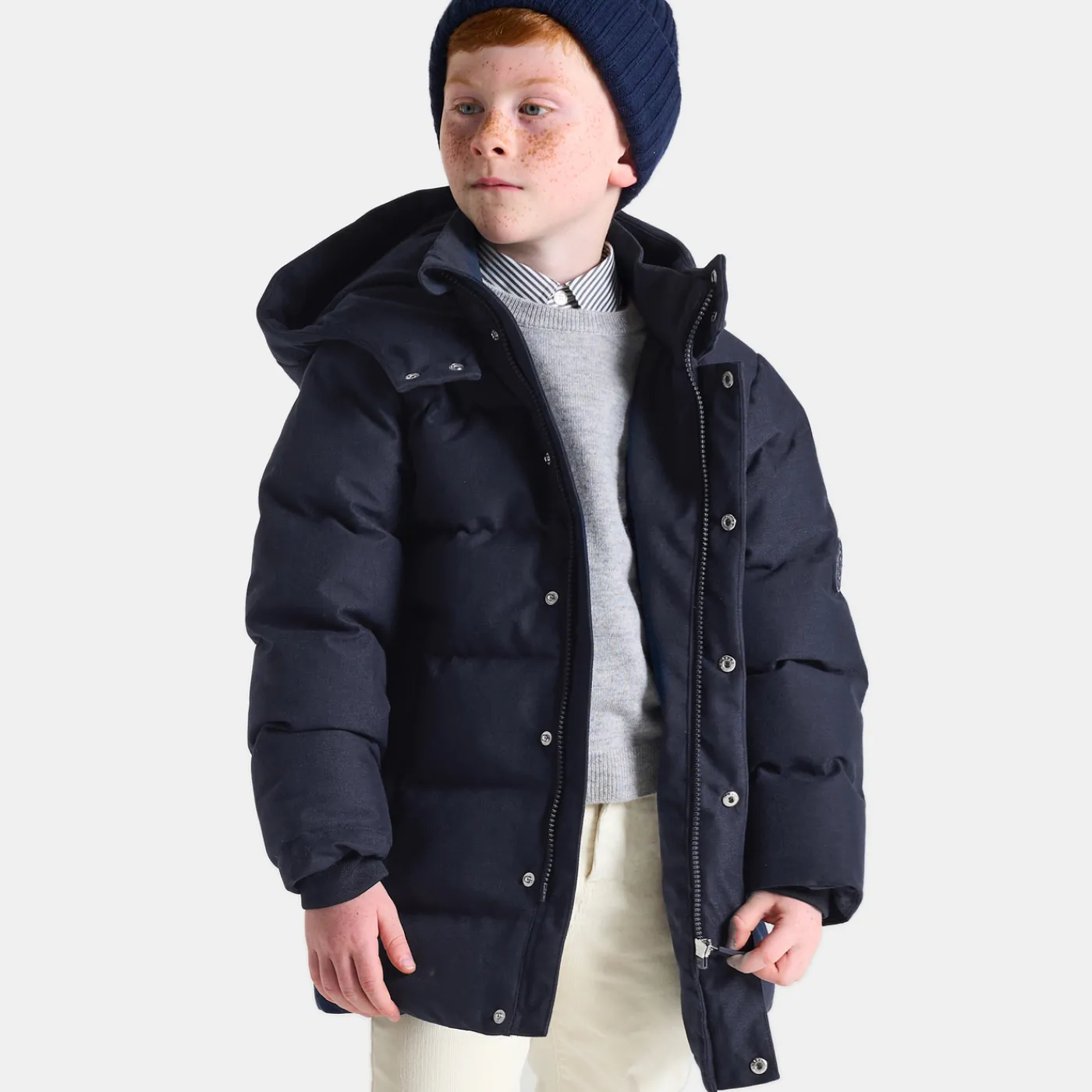 Coats And Outerwear|Boy Coats & Puffer Jackets-Jacadi Boy flannel jacket Jacadi Navy