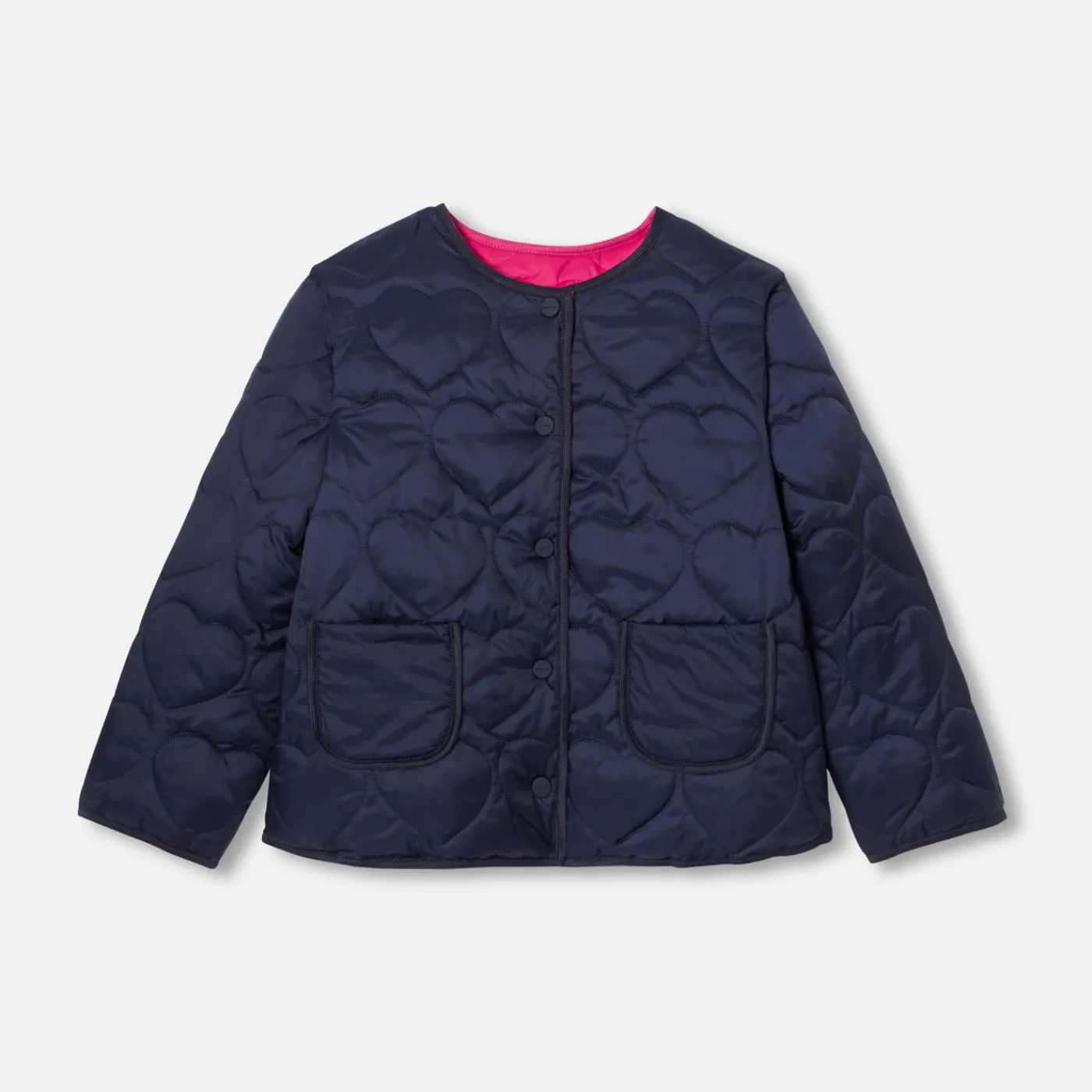 Coats And Outerwear|Girl Coats & Puffer Jackets-Jacadi Girl lightweight padded jacket Navy/Pink
