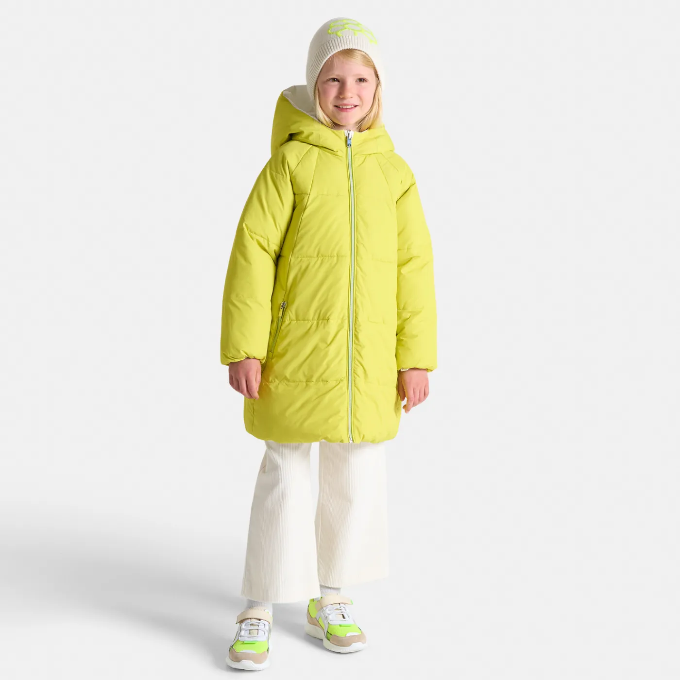 Coats And Outerwear|Girl Coats & Puffer Jackets-Jacadi Girl long padded jacket Jacadi soft white