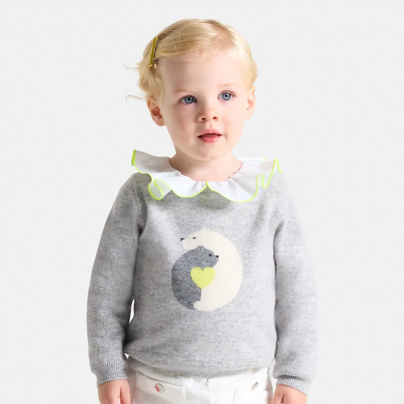 Cardigans, Sweaters And Sweatshirts-Jacadi Baby girl cashmere sweater Grey/Multicolour
