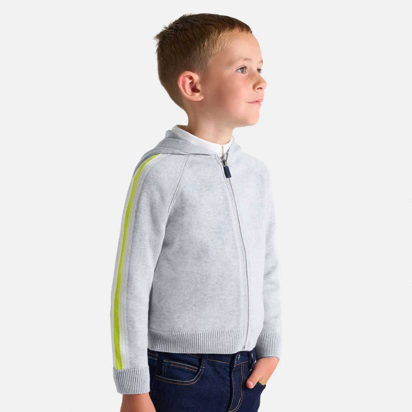 Sweaters, Sweatshirts And Cardigans-Jacadi Boy zip-up cardigan Jacadi light Heather Grey