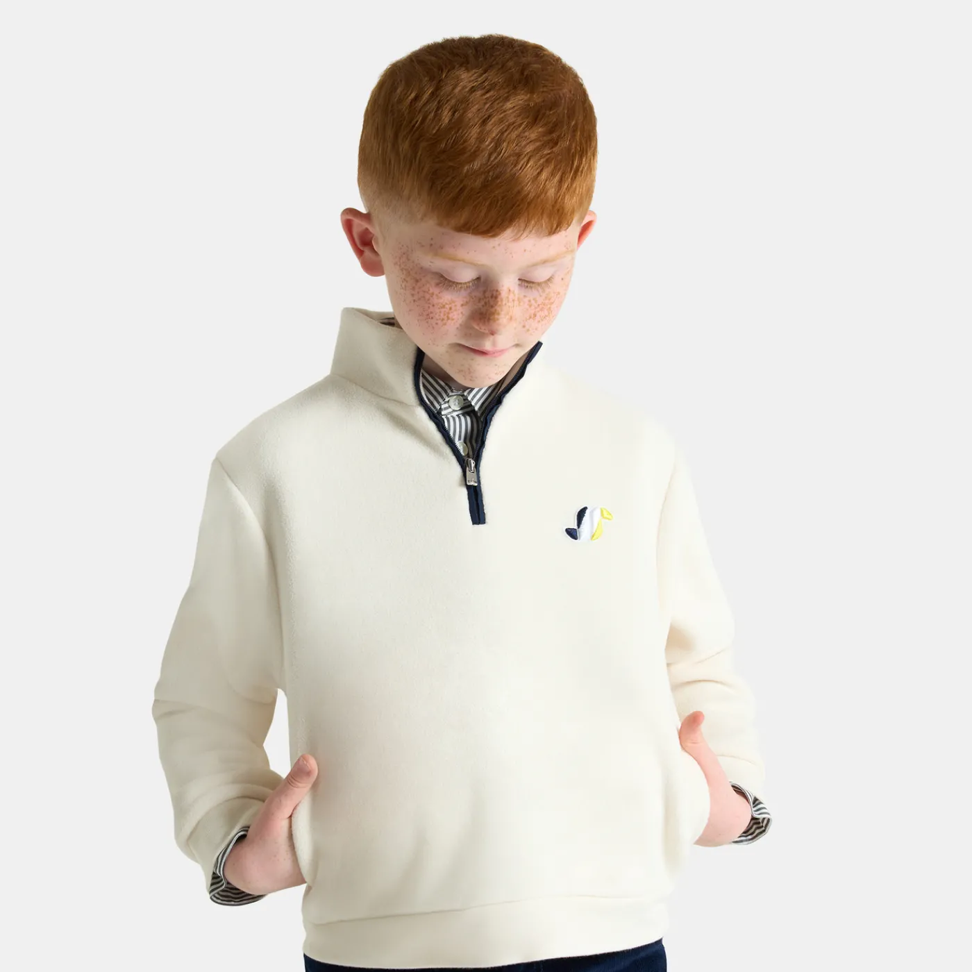 Sweaters, Sweatshirts And Cardigans-Jacadi Boy fleece Jacadi soft white