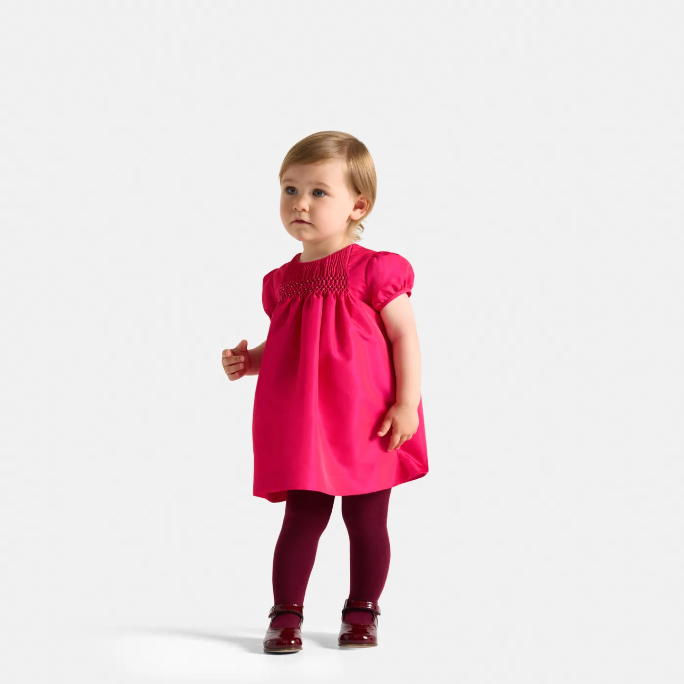 Dresses-Jacadi Baby girl taffeta dress Rose Bengale
