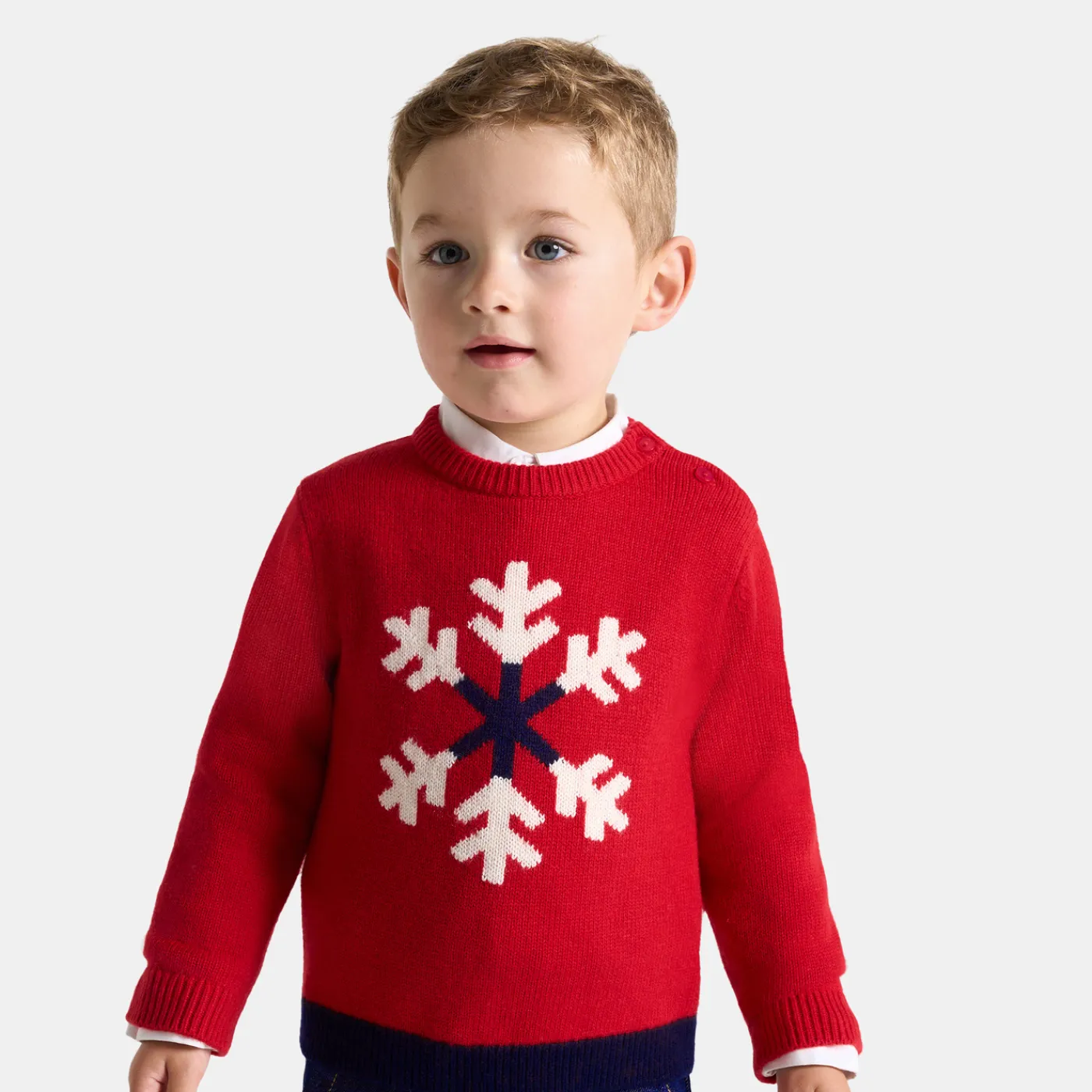 Sweaters, Sweatshirts And Cardigans-Jacadi Baby boy intarsia snowflake sweater Brick red