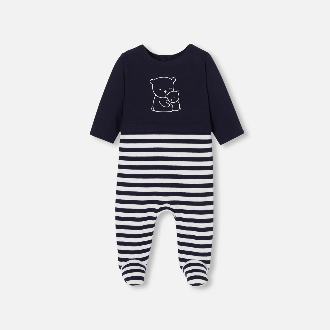 Pajamas|Pajamas-Jacadi Baby fleece pajamas Navy/White