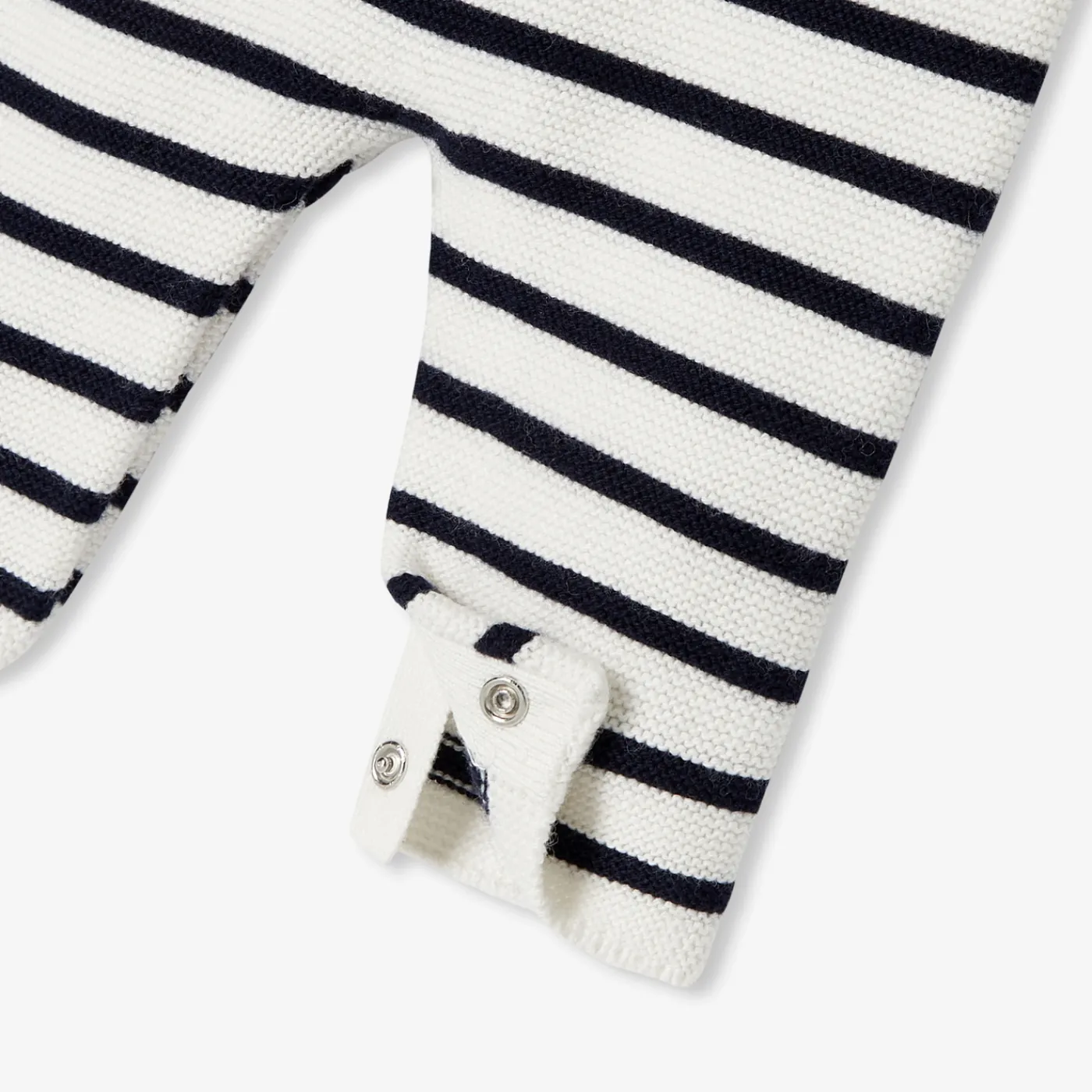 Bloomers, Overalls And Sets-Jacadi Baby girl jumpsuit in garter stitch Navy/White