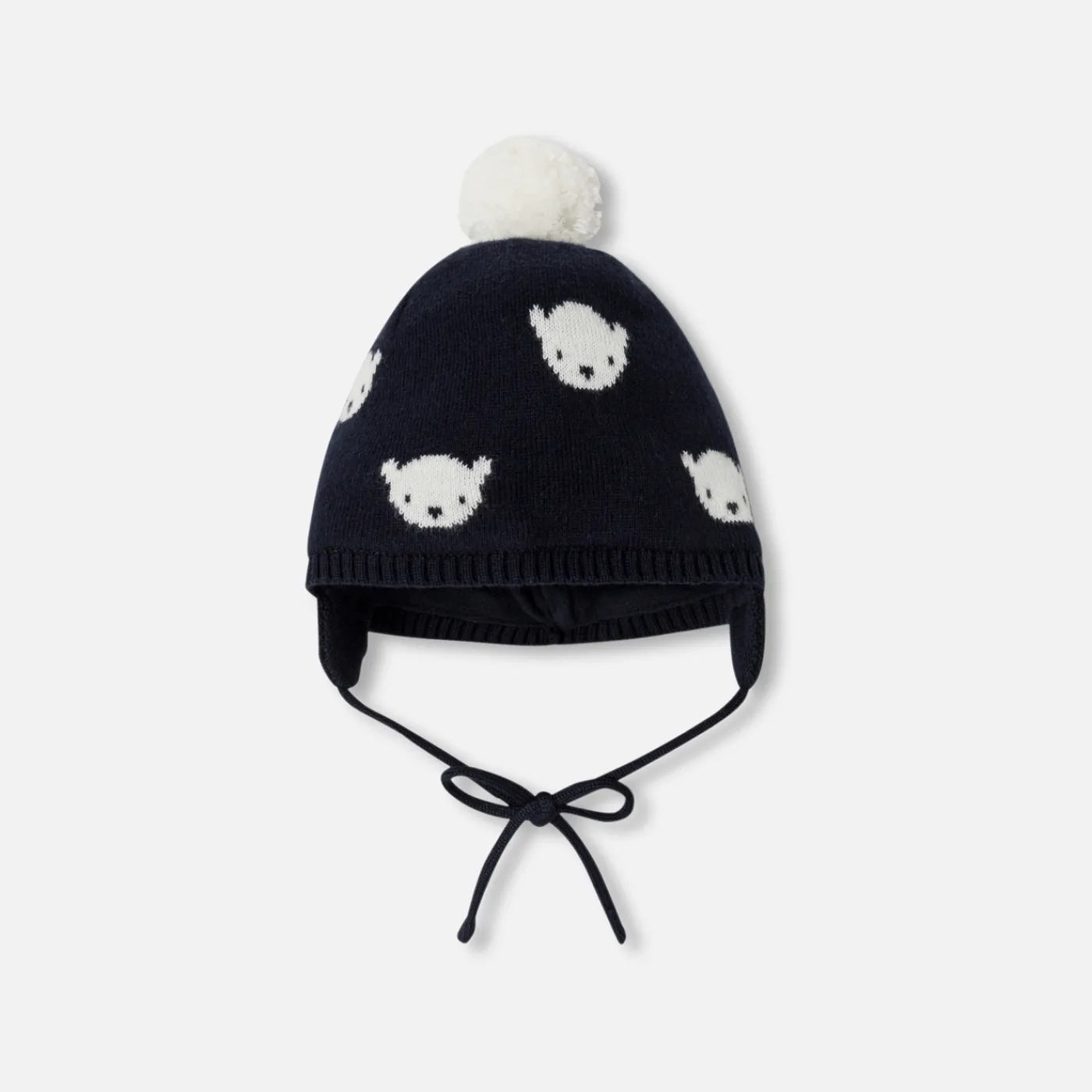 Other Accessories|Beanies Scarves And Gloves-Jacadi Baby boy hat with pompon Navy/White