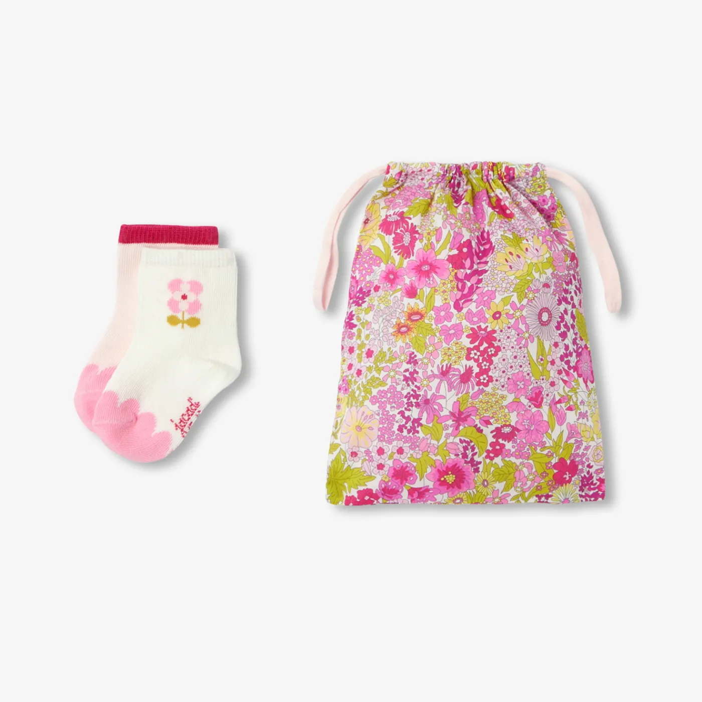 Tights, Socks And Booties|Accessories-Jacadi Baby girl socks duo Pink/Multicolour