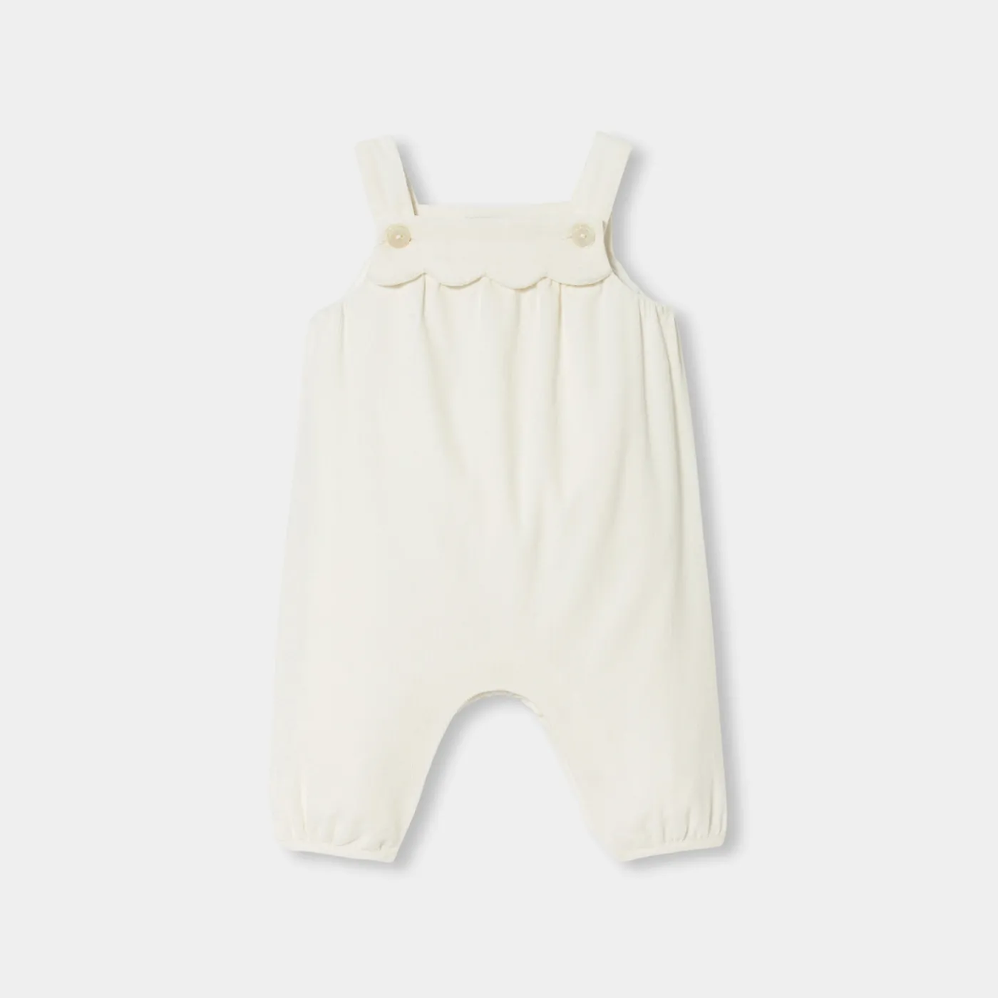 Bloomers, Overalls And Sets-Jacadi Baby girl velvet overalls Jacadi soft white