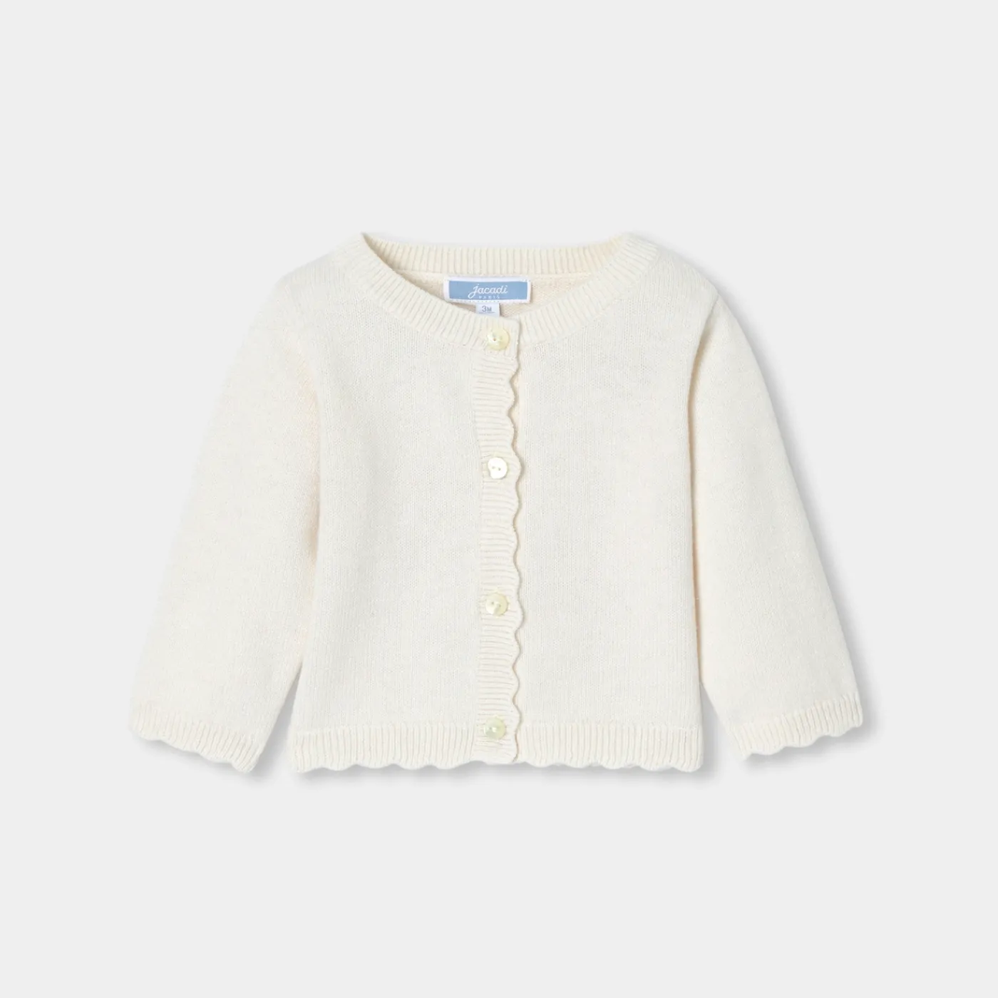 Jumpers, Sweatshirts And Cardigans-Jacadi Baby girl jersey cardigan Jacadi soft white