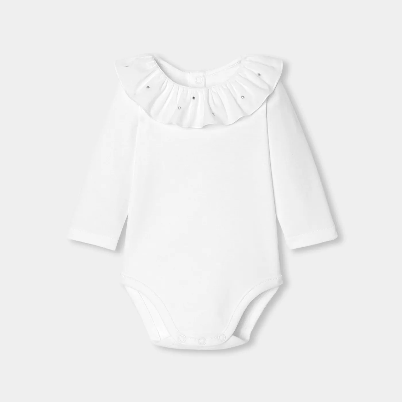 Bodysuits-Jacadi Baby girl long-sleeved bodysuit Jacadi White