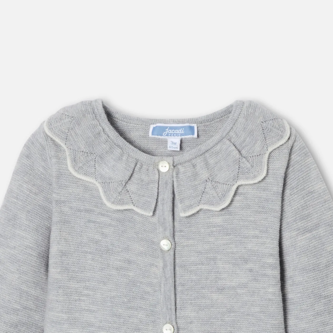 Bloomers, Overalls And Sets-Jacadi Baby girl jumpsuit in garter stitch Jacadi light Heather Grey