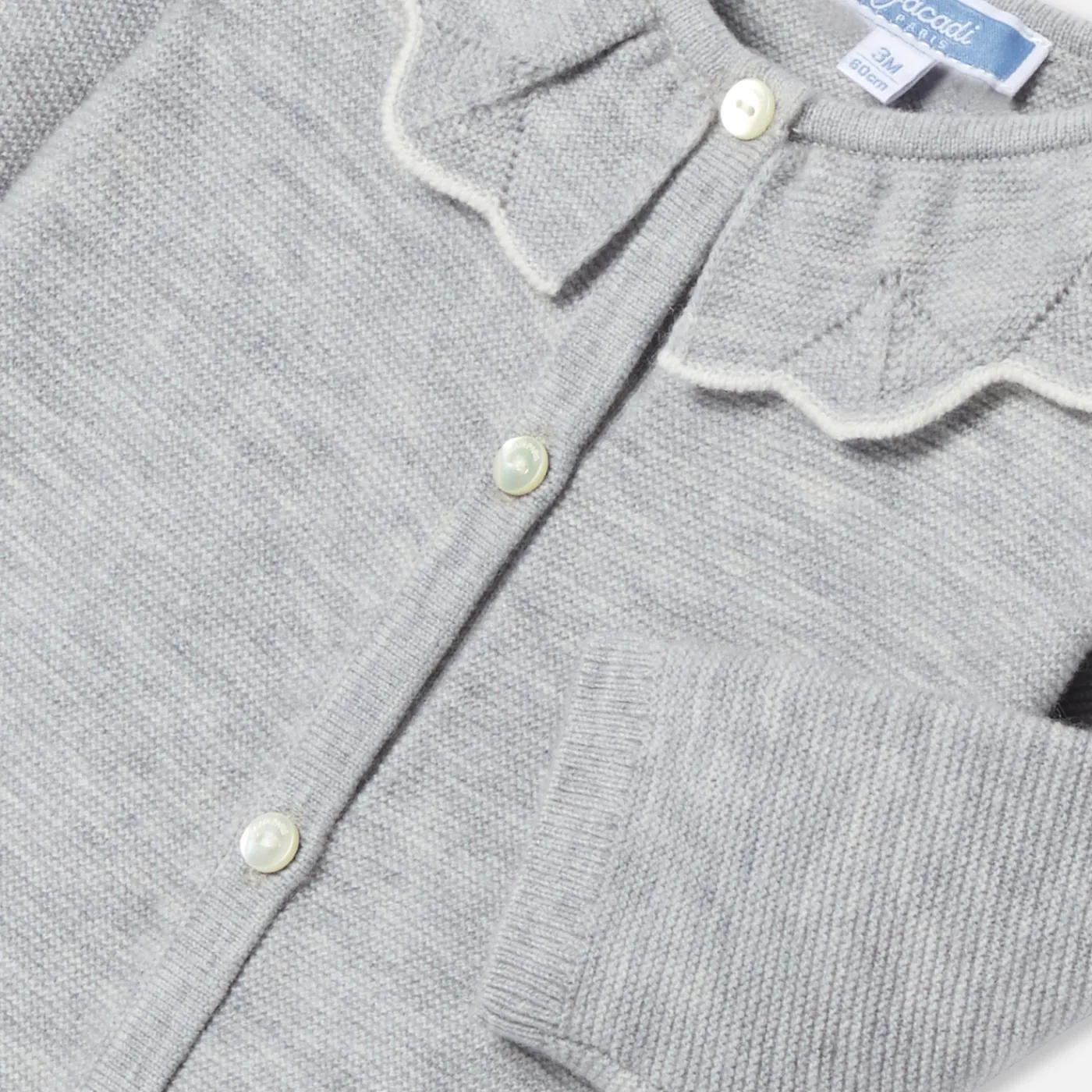 Bloomers, Overalls And Sets-Jacadi Baby girl jumpsuit in garter stitch Jacadi light Heather Grey