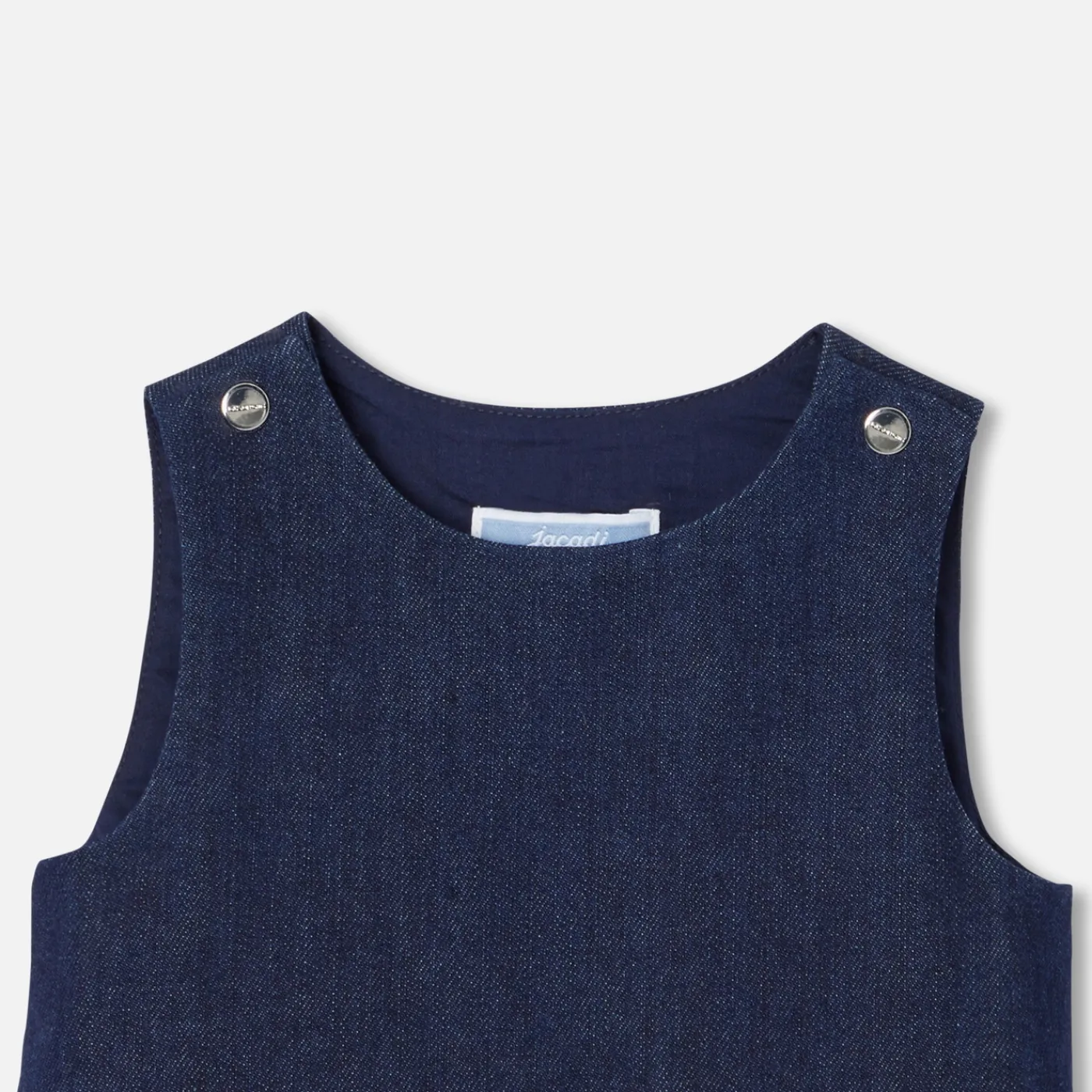 Dresses-Jacadi Baby girl denim pinafore dress Dark Denim