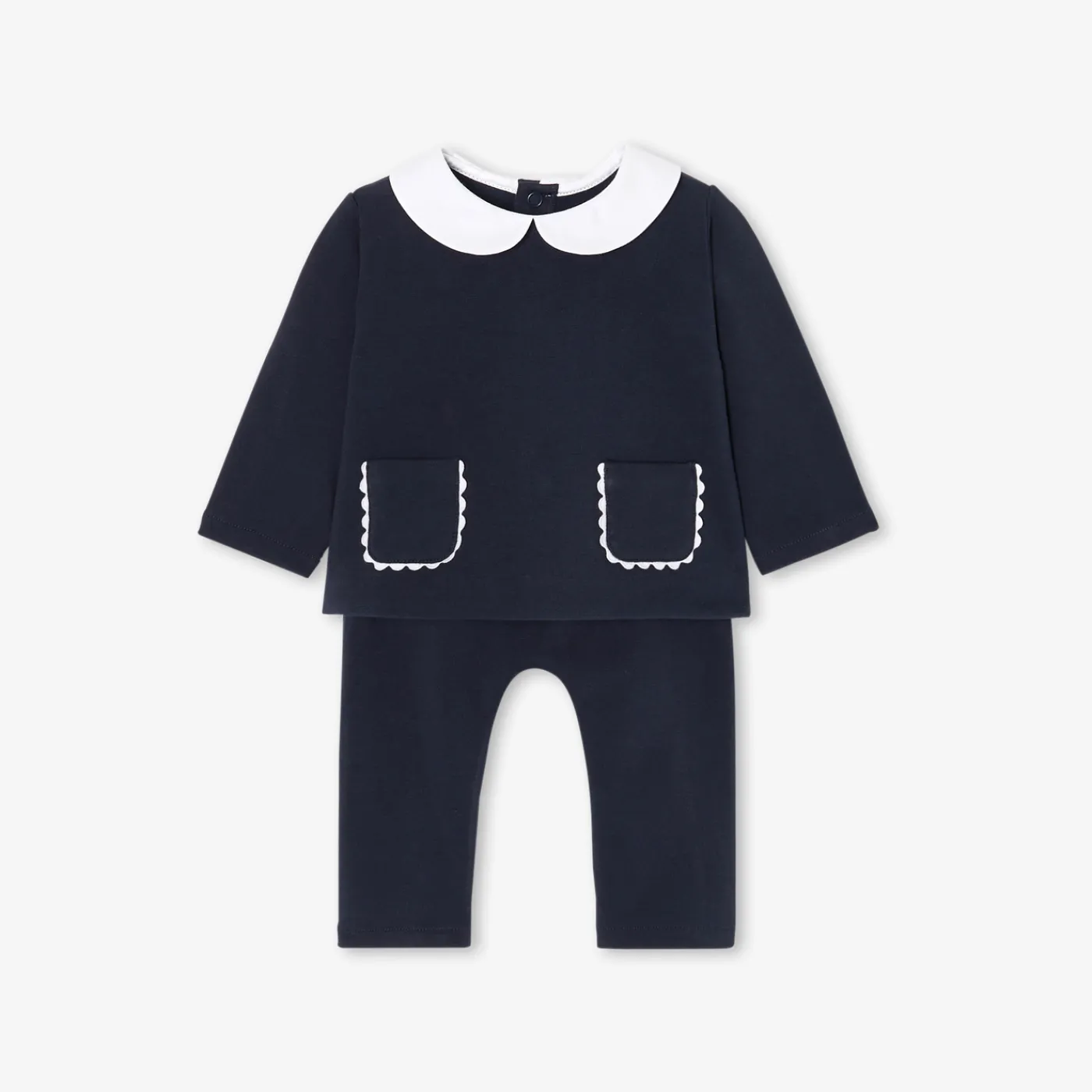 Bloomers, Overalls And Sets-Jacadi Baby girl fleece comfort set Light navy