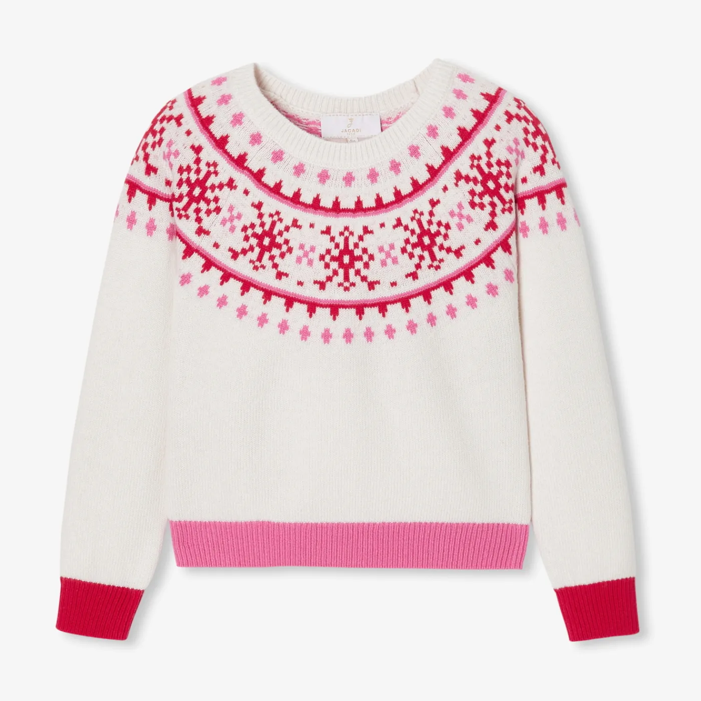 Cardigans, Sweaters And Sweatshirts-Jacadi Girl jacquard sweater Soft White/Multicolour