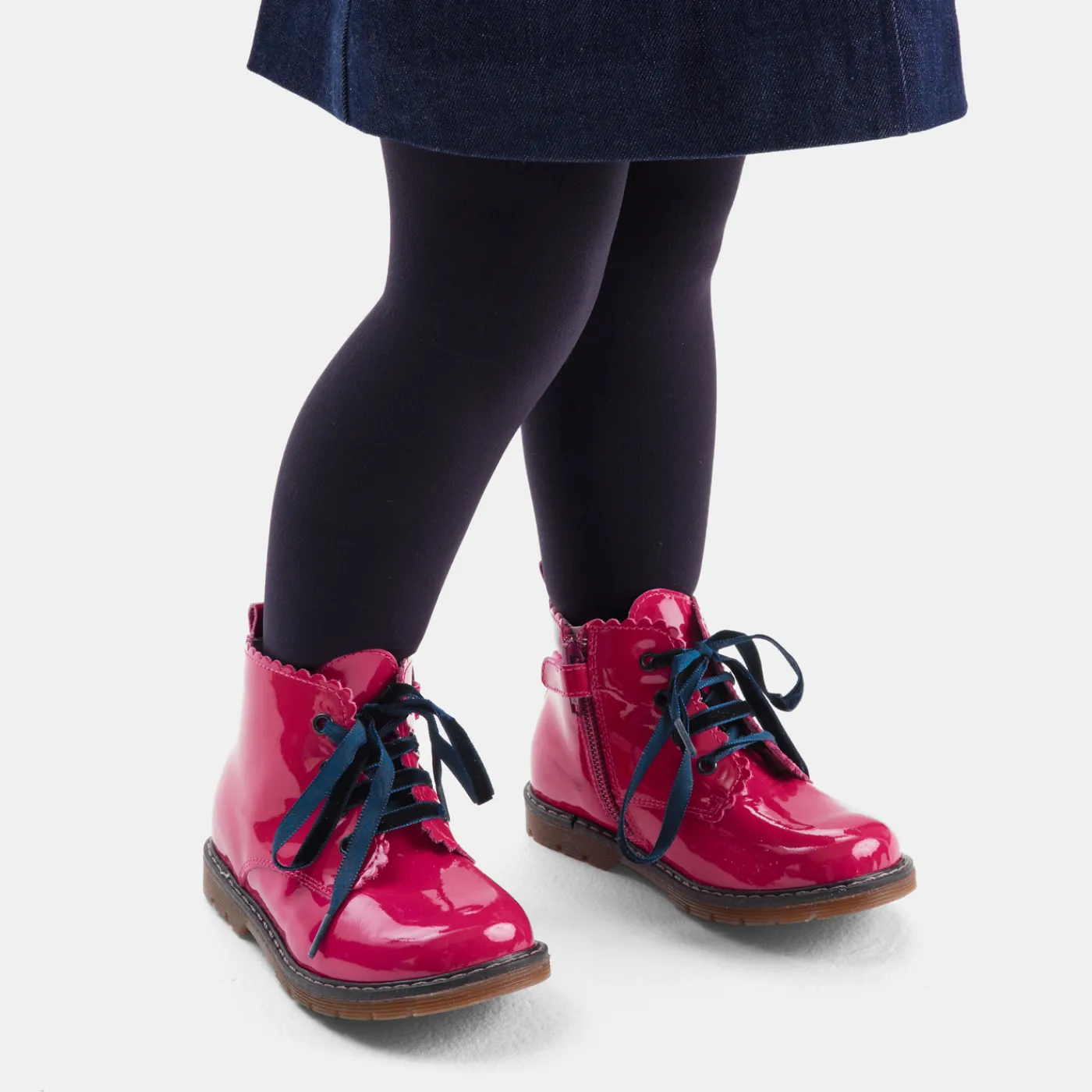 Ankle & Lined Boots-Jacadi Baby girl smooth leather booties Fuchsia