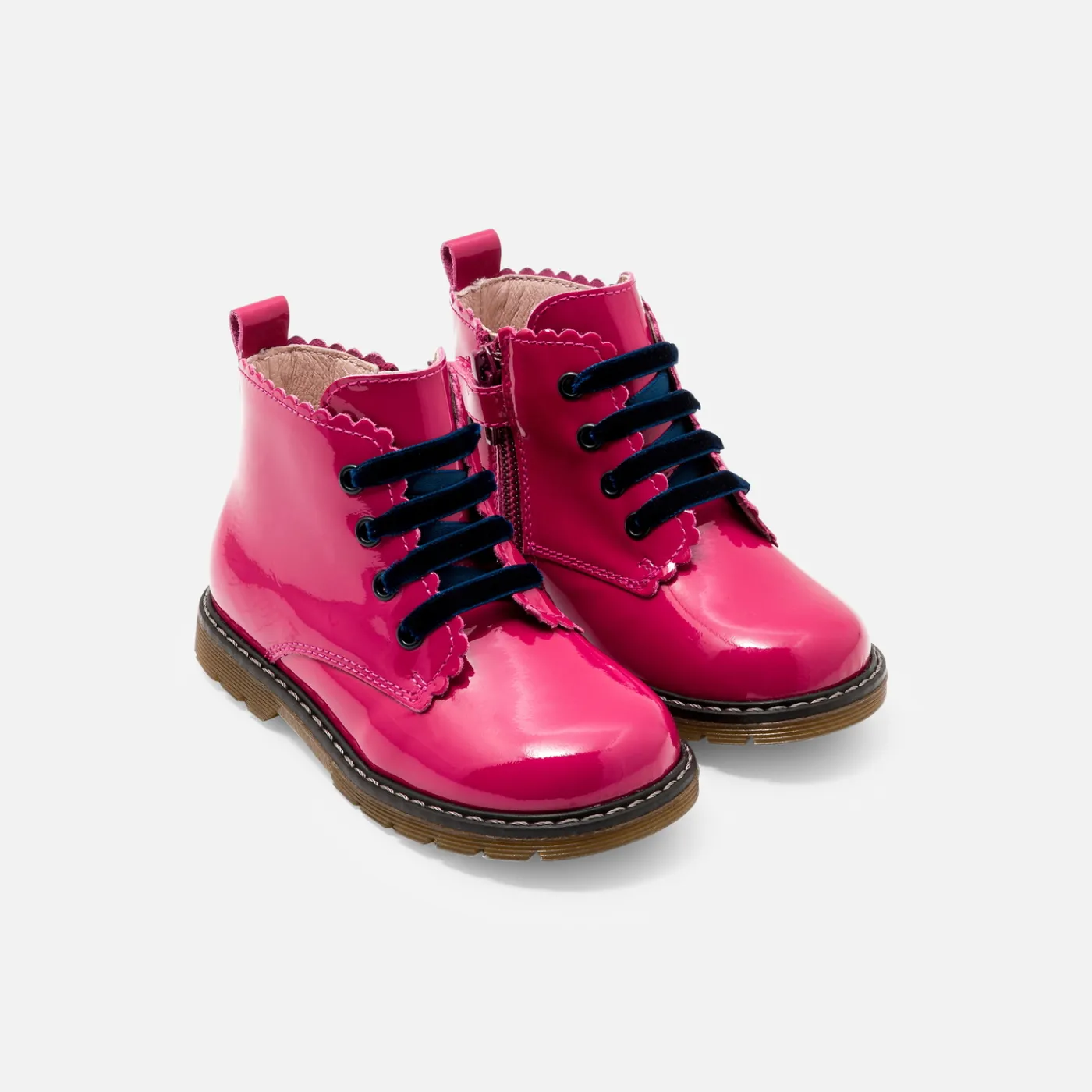 Ankle & Lined Boots-Jacadi Baby girl smooth leather booties Fuchsia
