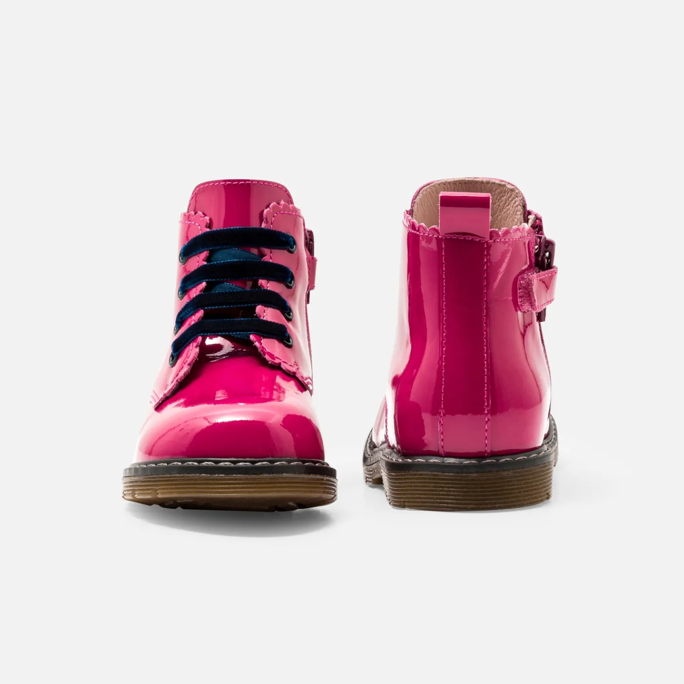 Ankle & Lined Boots-Jacadi Baby girl smooth leather booties Fuchsia