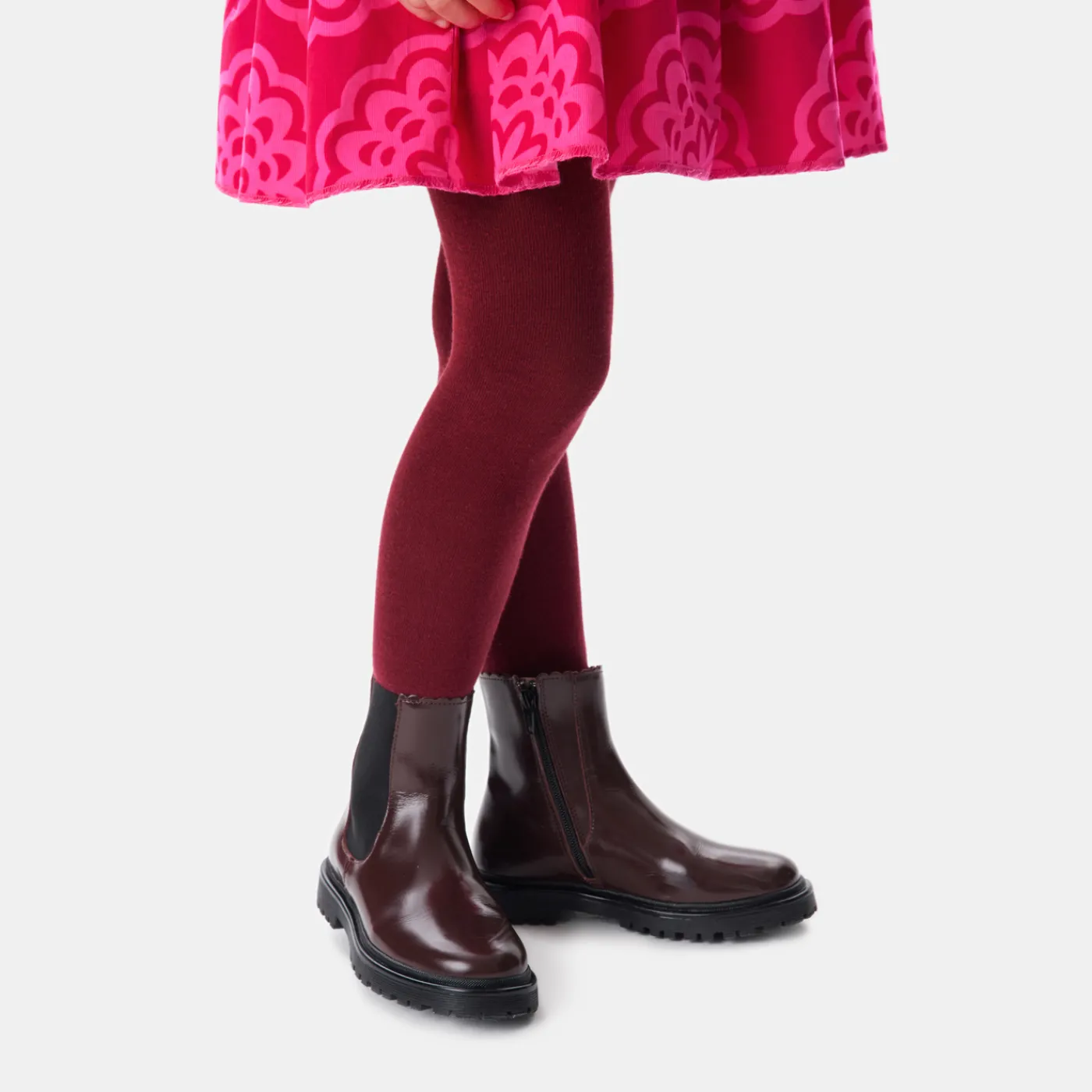 Ankle & Lined Boots-Jacadi Girl Chelsea boots in smooth leather Burgundy