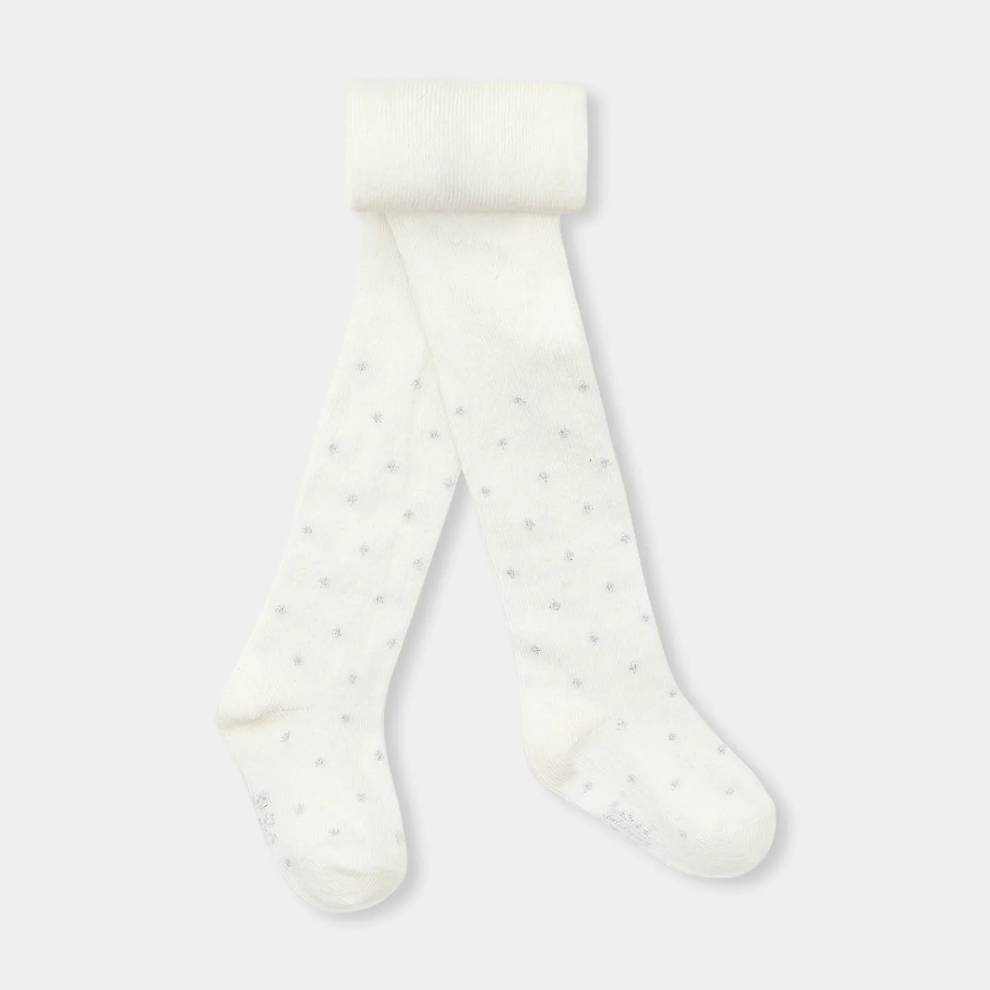 Tights, Socks And Booties|Accessories-Jacadi Baby tights with silver polka dots Soft White/Multicolour