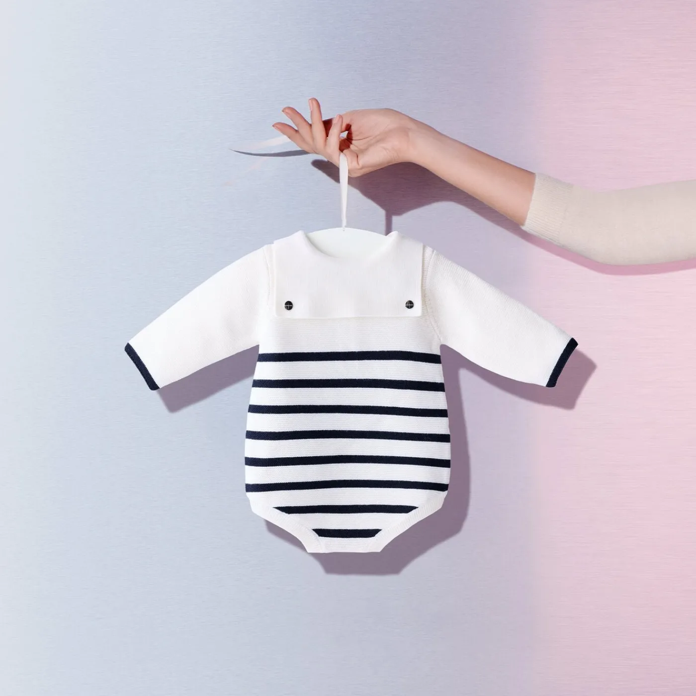 Bloomers, Overalls And Sets-Jacadi Mon first baby romper White/Navy