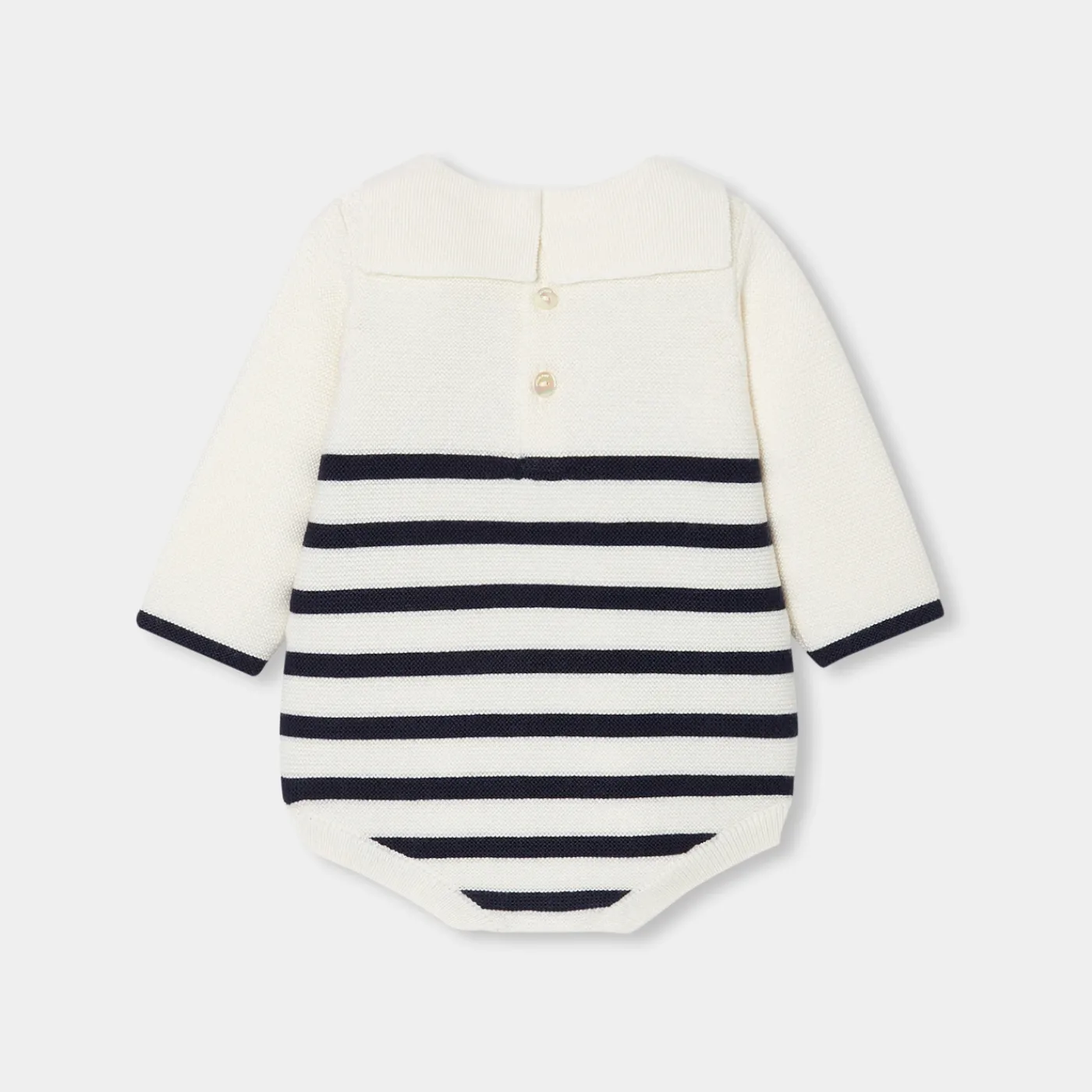 Bloomers, Overalls And Sets-Jacadi Mon first baby romper White/Navy